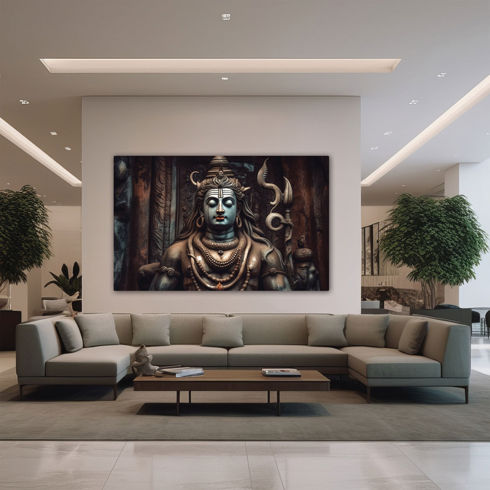 Lord shiva Canvas painting with frame Big Size Wall Art for living room,Bedroom,Drawing room,Hotels