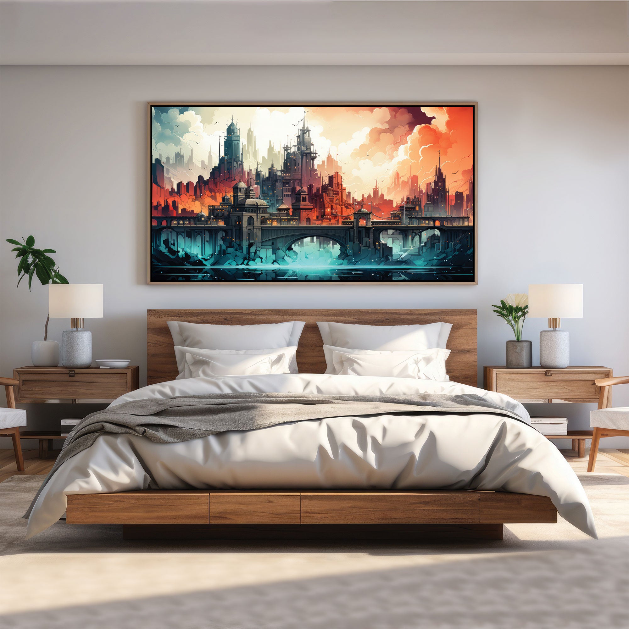 CityAbstract Canvas painting with frame Big Size Wall Art for living room,Bedroom,Drawing room,Hotels