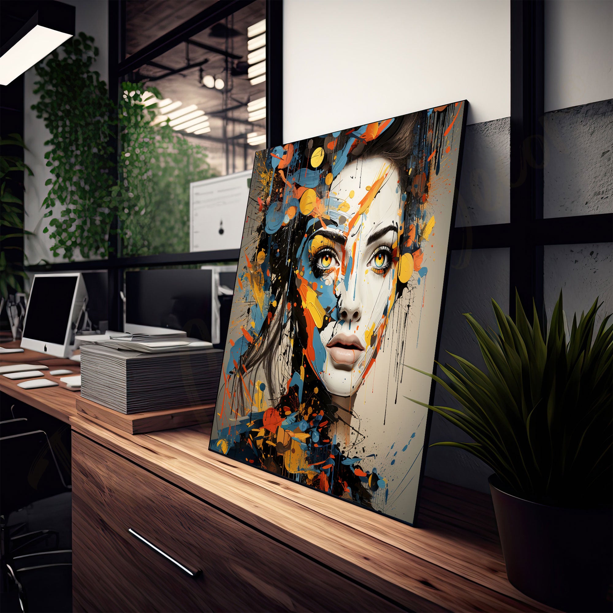 FaceAbstract painting with frame Big Size Wall Art for living room,Bedroom,Drawing room,Hotels