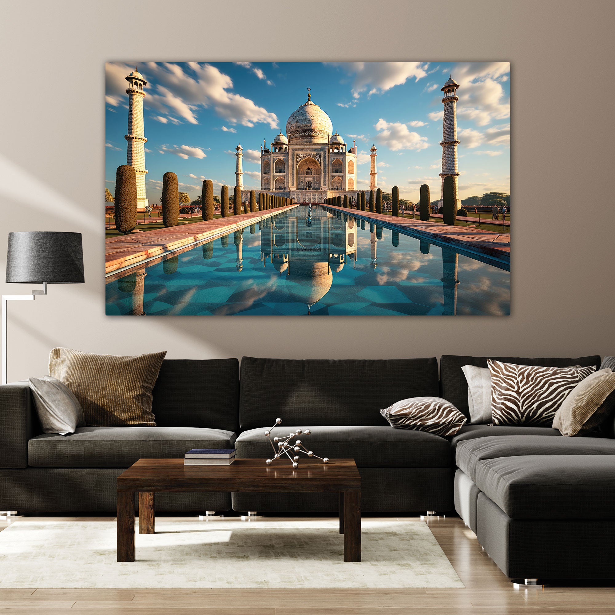 Taj mahal Canvas painting with frame Big Size Wall Art for living room,Bedroom,Drawing room,Hotels