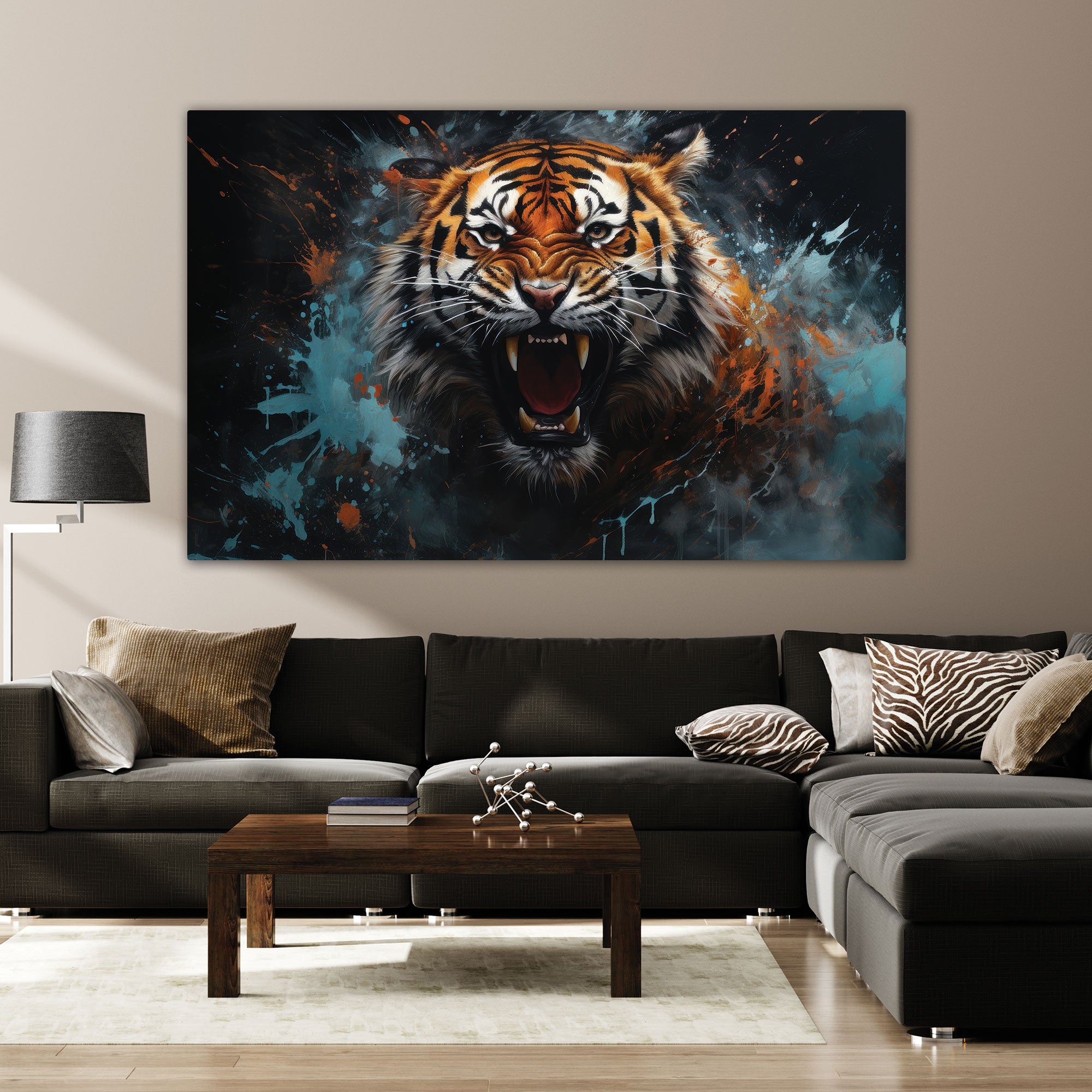 TigerAbstract Canvas painting with frame Big Size Wall Art for living room,Bedroom,Drawing room,Hotels