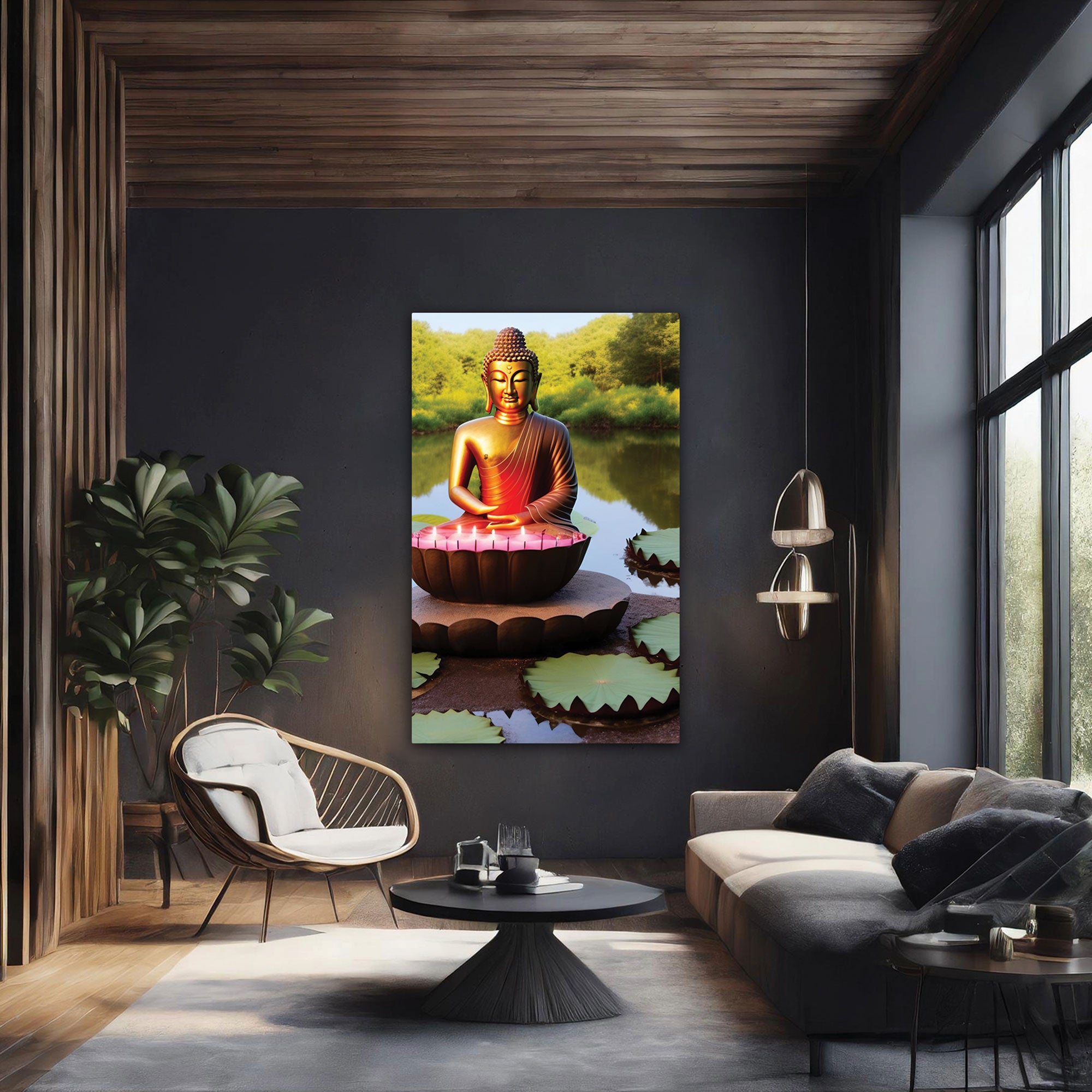 Buddha meditation Canvas painting with frame Big Size Wall Art for living room,Bedroom,Drawing room,Hotels