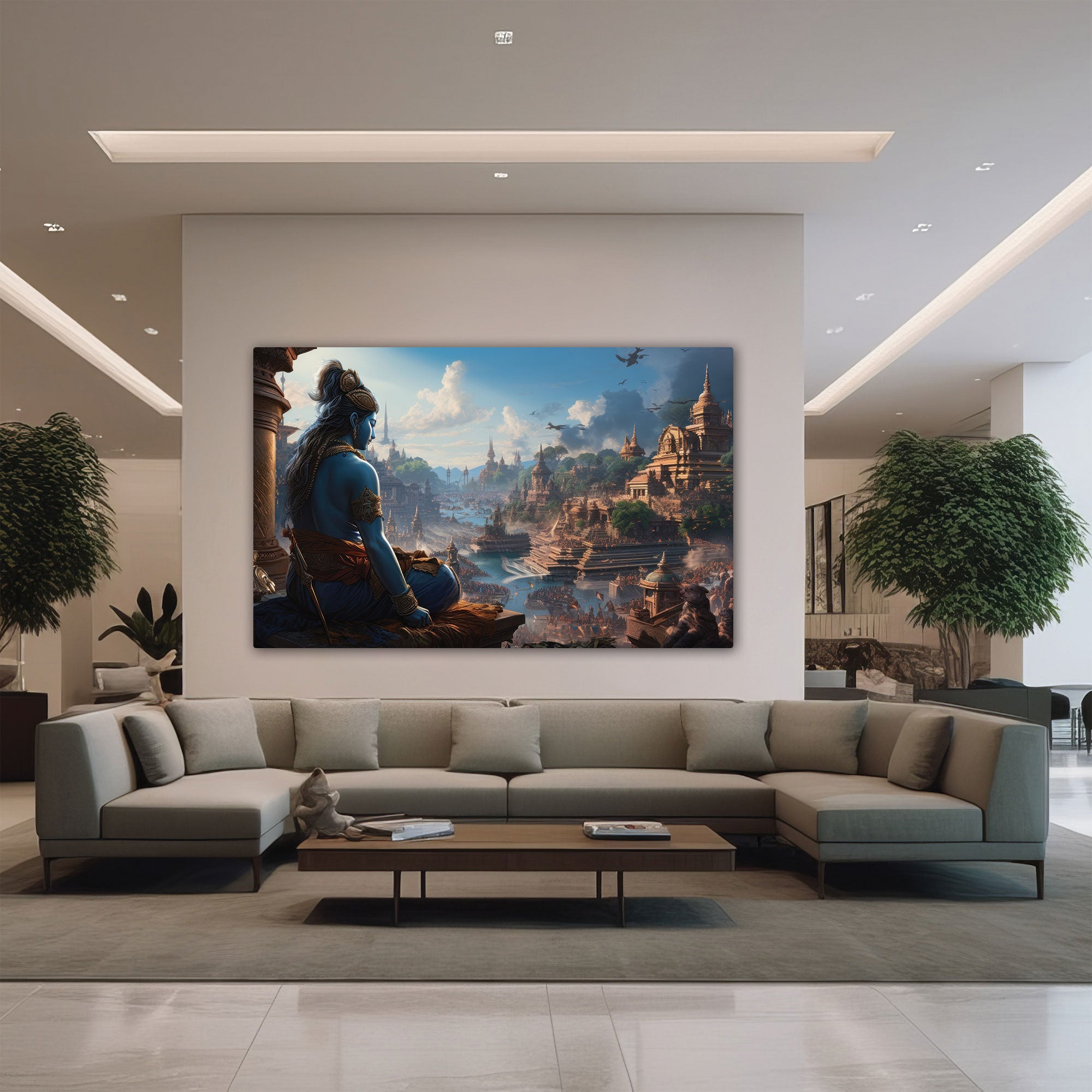Lord rama Canvas painting with frame Big Size Wall Art for living room,Bedroom,Drawing room,Hotels