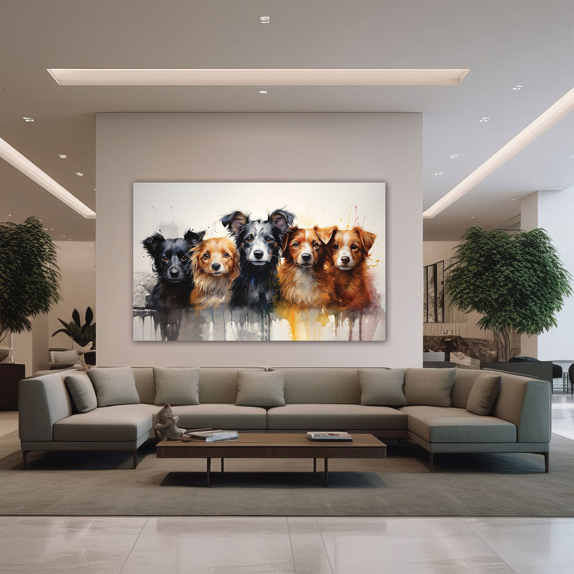 Dogs Canvas painting with frame Big Size Wall Art for living room,Bedroom,Drawing room,Hotels