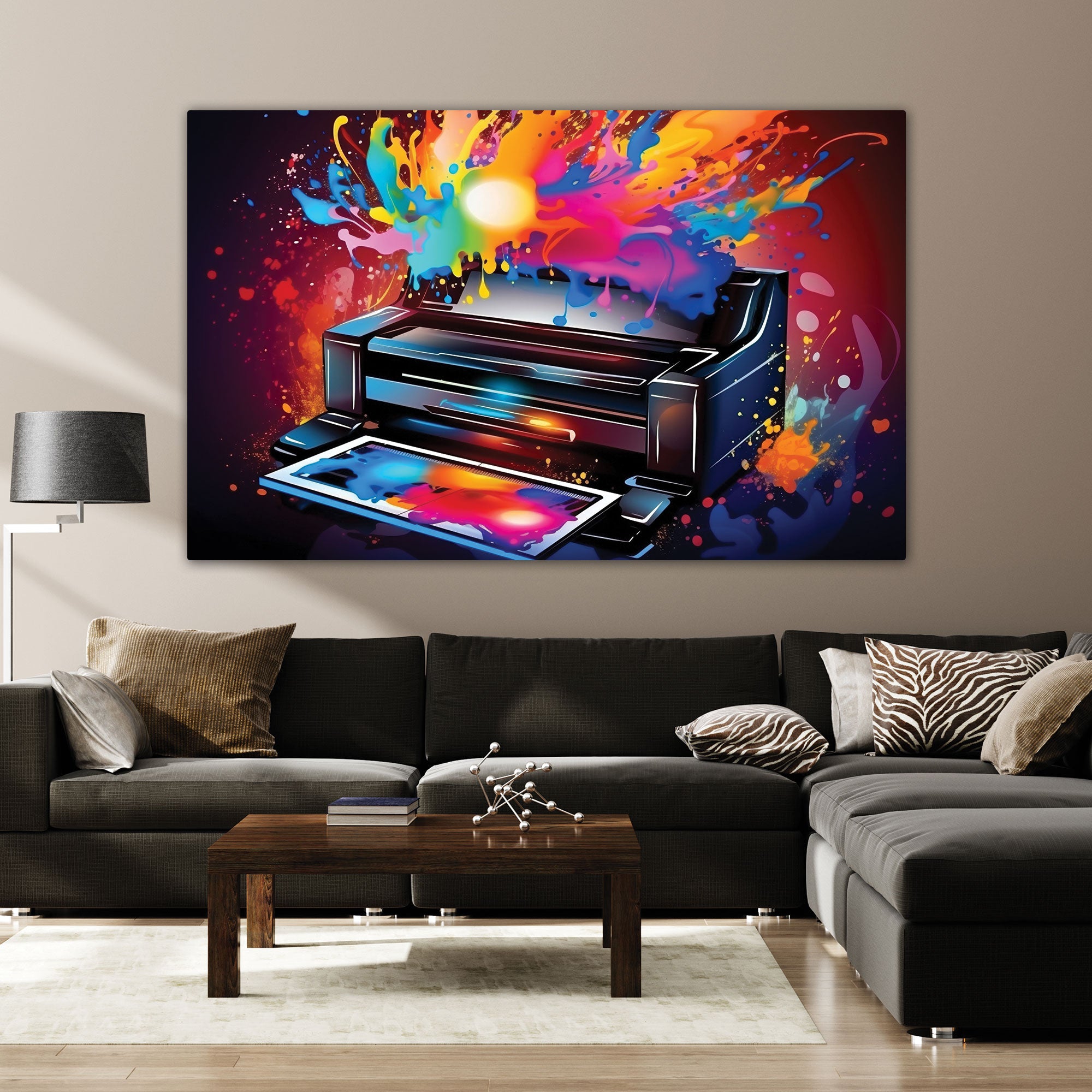 Printer Abstract Canvas painting with frame Big Size Wall Art for living room,Bedroom,Drawing room,Hotels