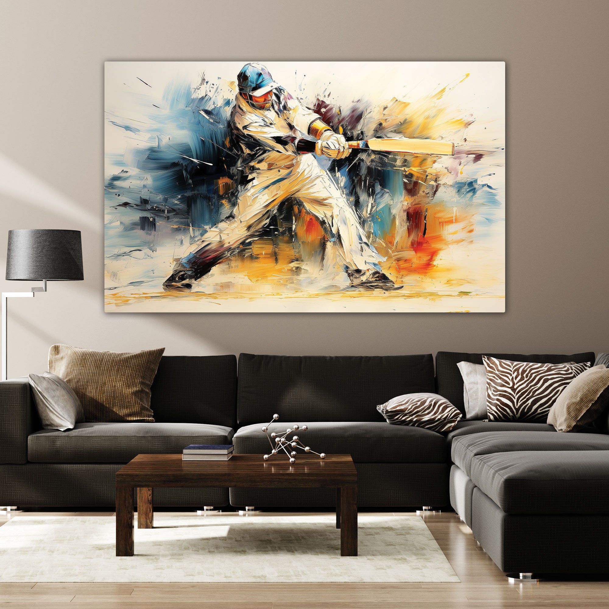 The Castle Decor cricket shot canvas/Sparkle painting Big Size Wall Art for living room,Bedroom,Drawing room,Hotels-Wooden Framed-Digital Painting