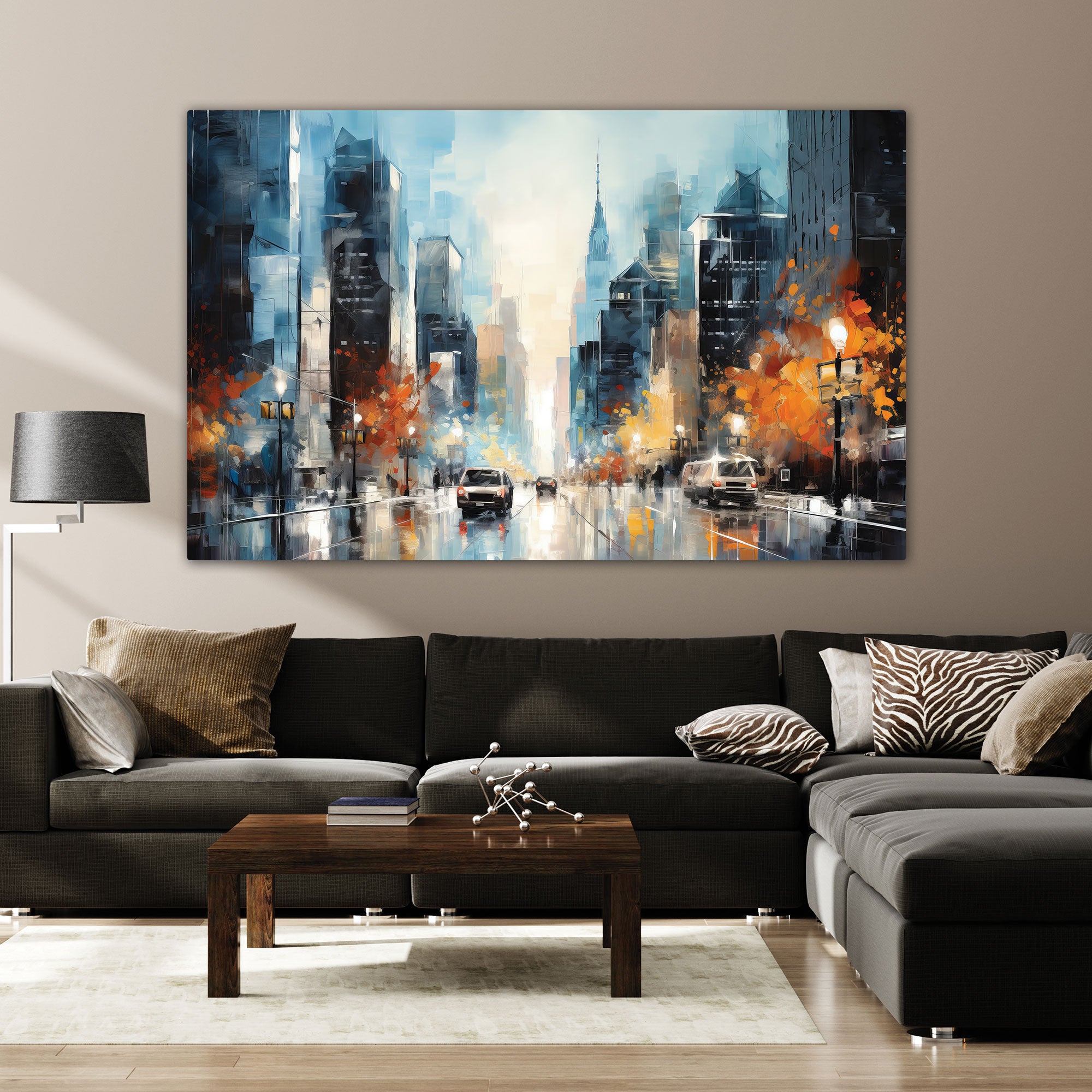 City Abstract Canvas painting with frame Big Size Wall Art for living room,Bedroom,Drawing room,Hotels