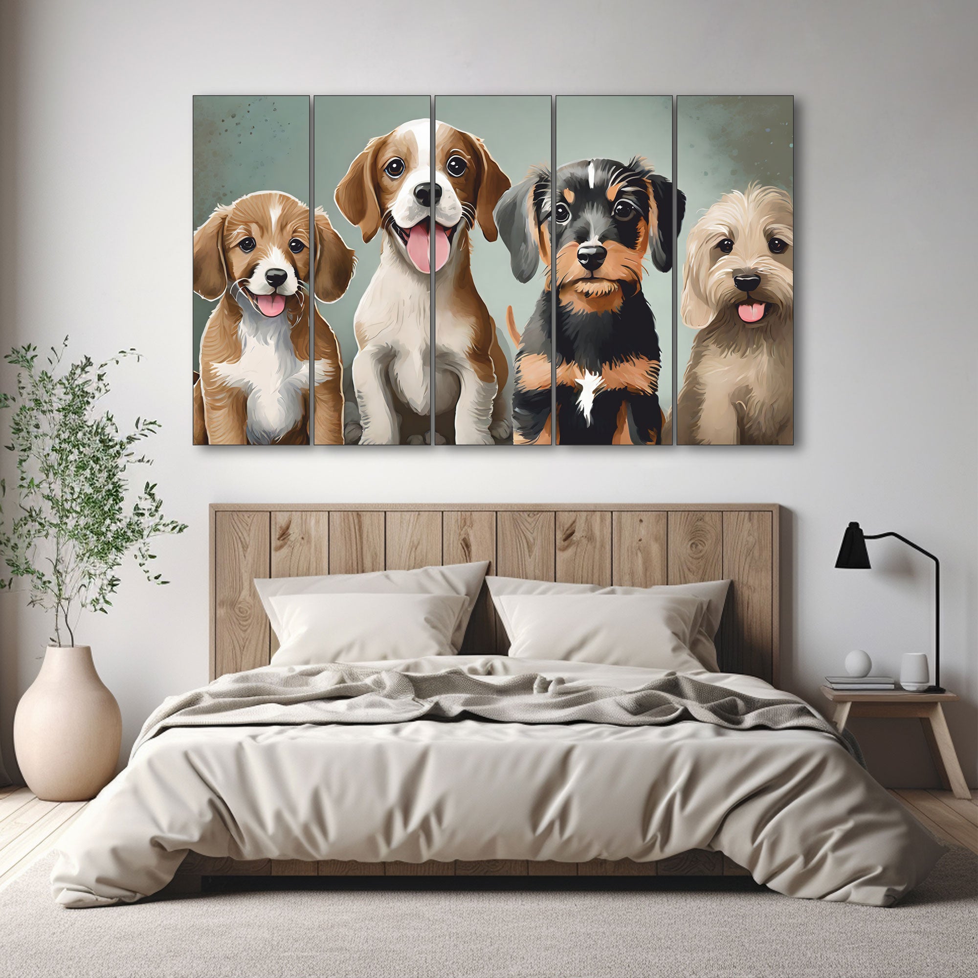 Dogs Painting with frame Big Size Wall Art for living room,Bedroom,Drawing room,Hotels