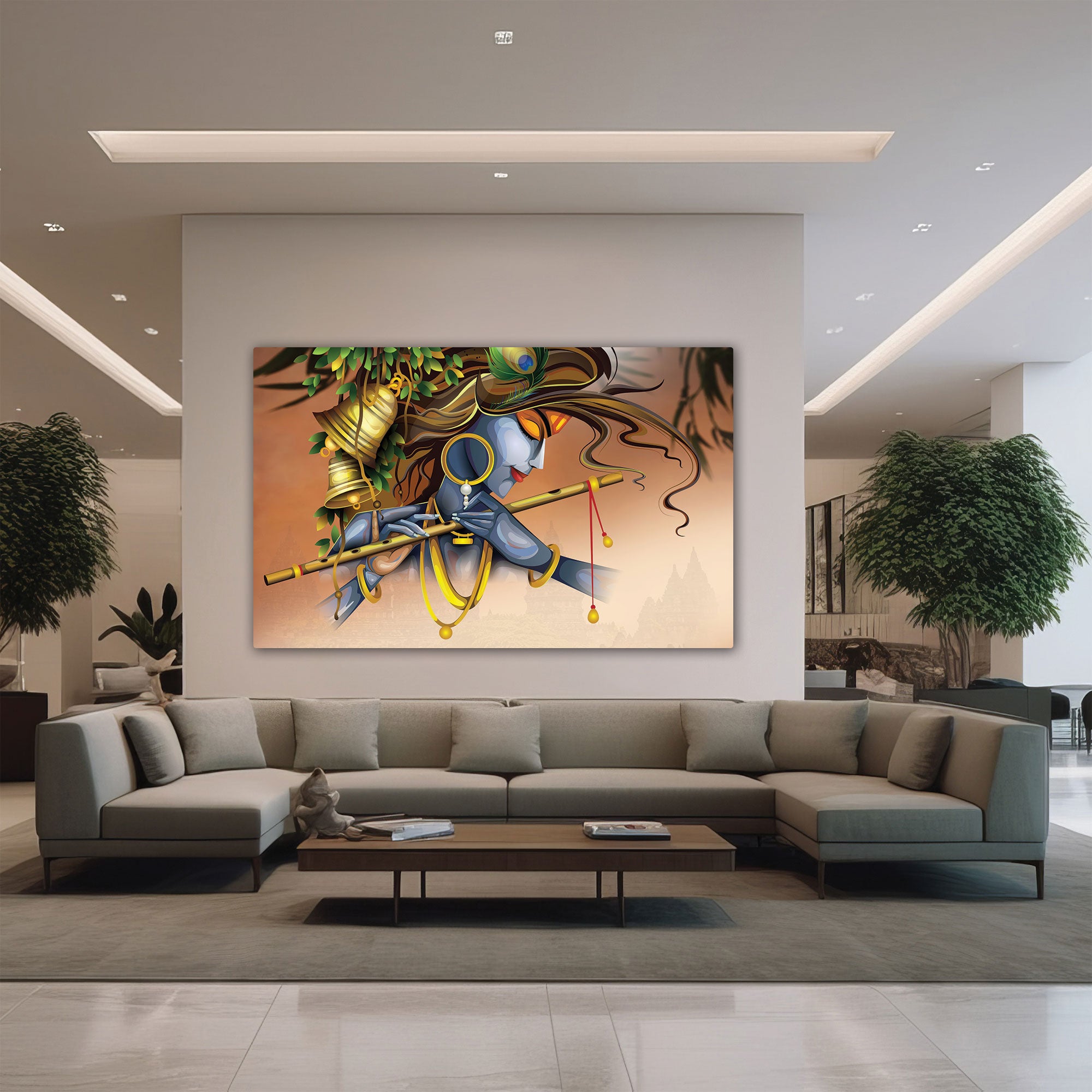 Lord krishna Canvas painting with frame Big Size Wall Art for living room,Bedroom,Drawing room,Hotels