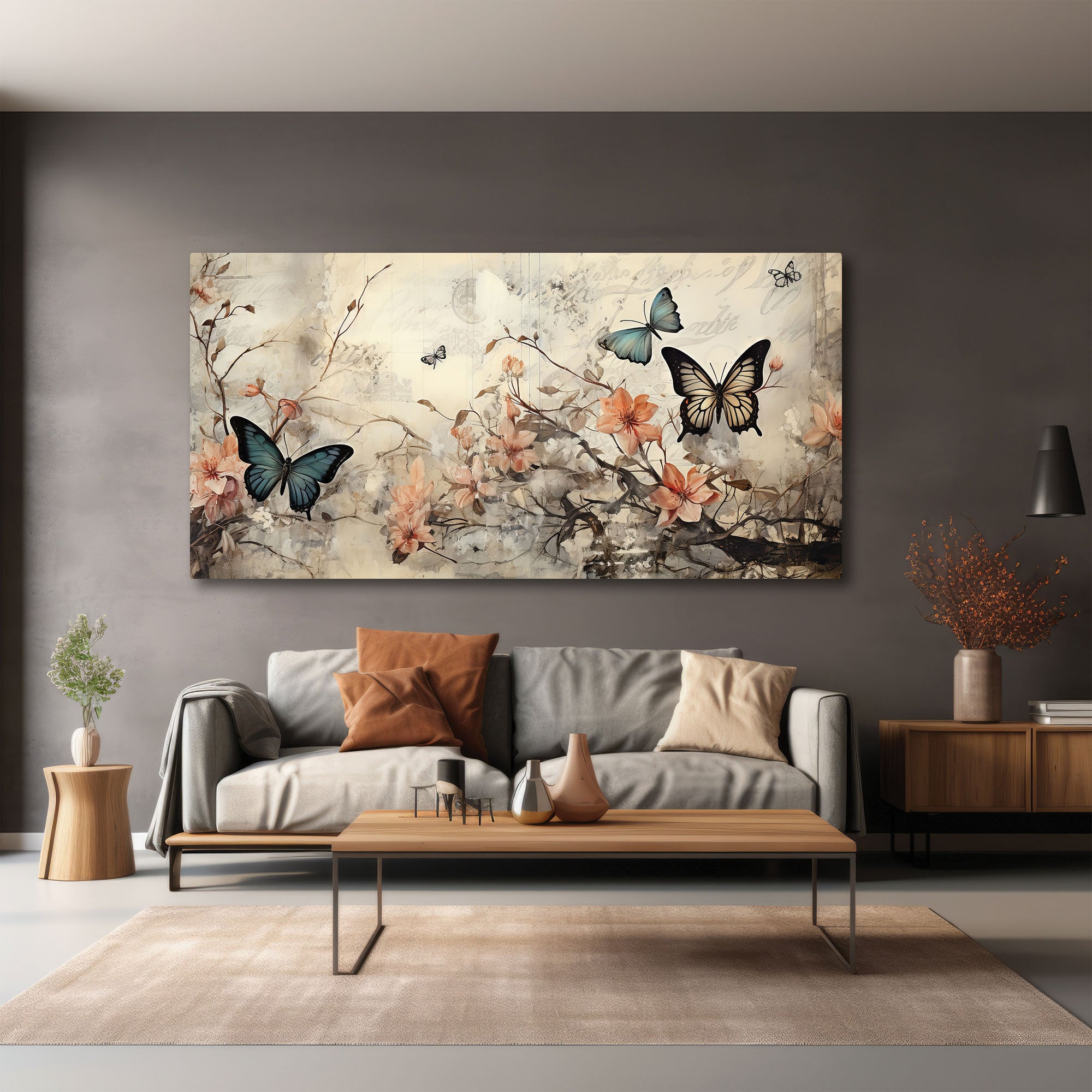 Modern butterfliesAbstract Canvas painting with frame Big Size Wall Art for living room,Bedroom,Drawing room,Hotels