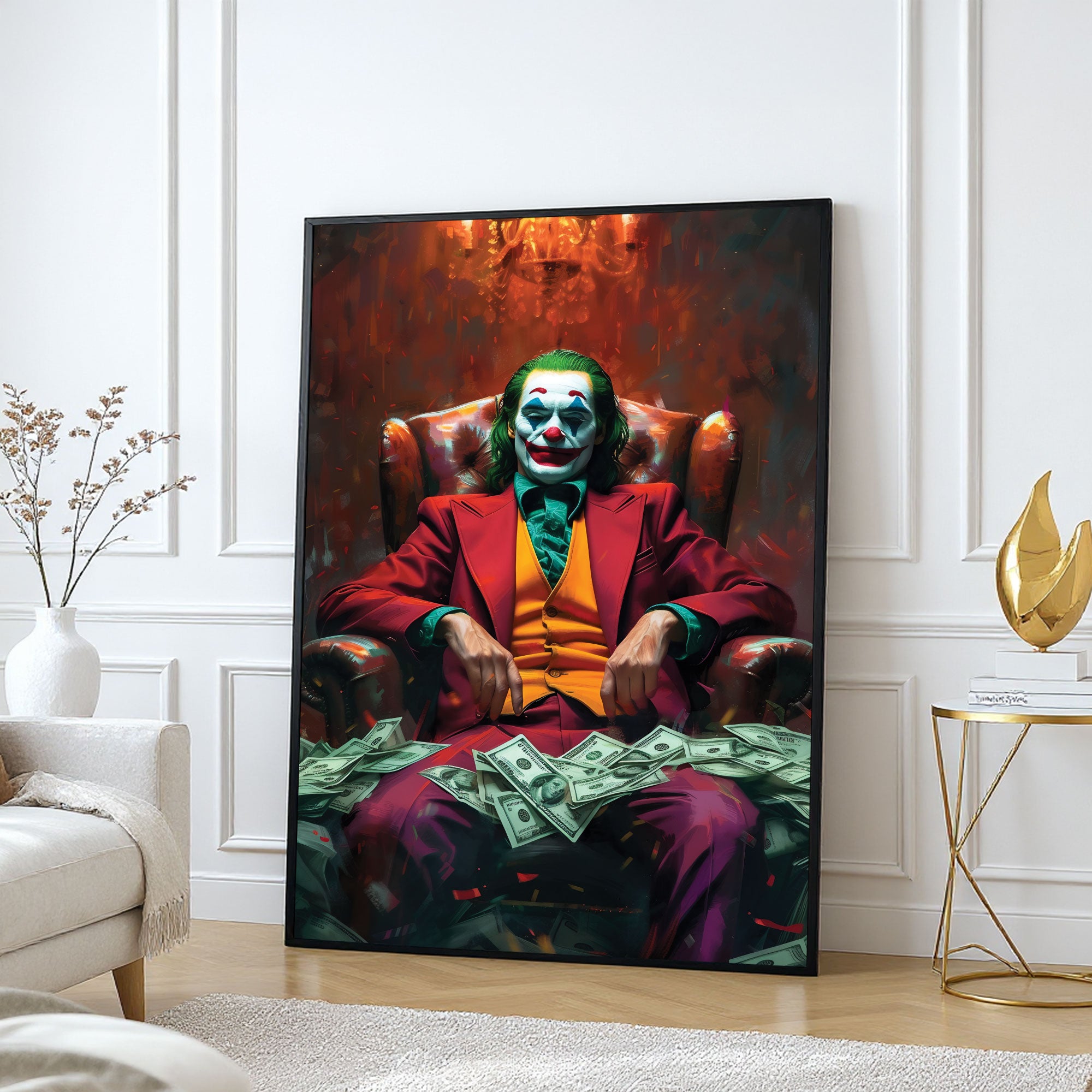 The Castle Decor Joker Inspired Wall Art Print – Dark Luxury Movie Style Artwo Sparkle Finish Wall Décor, 20×30 Inch for Living Room, Bedroom & Office