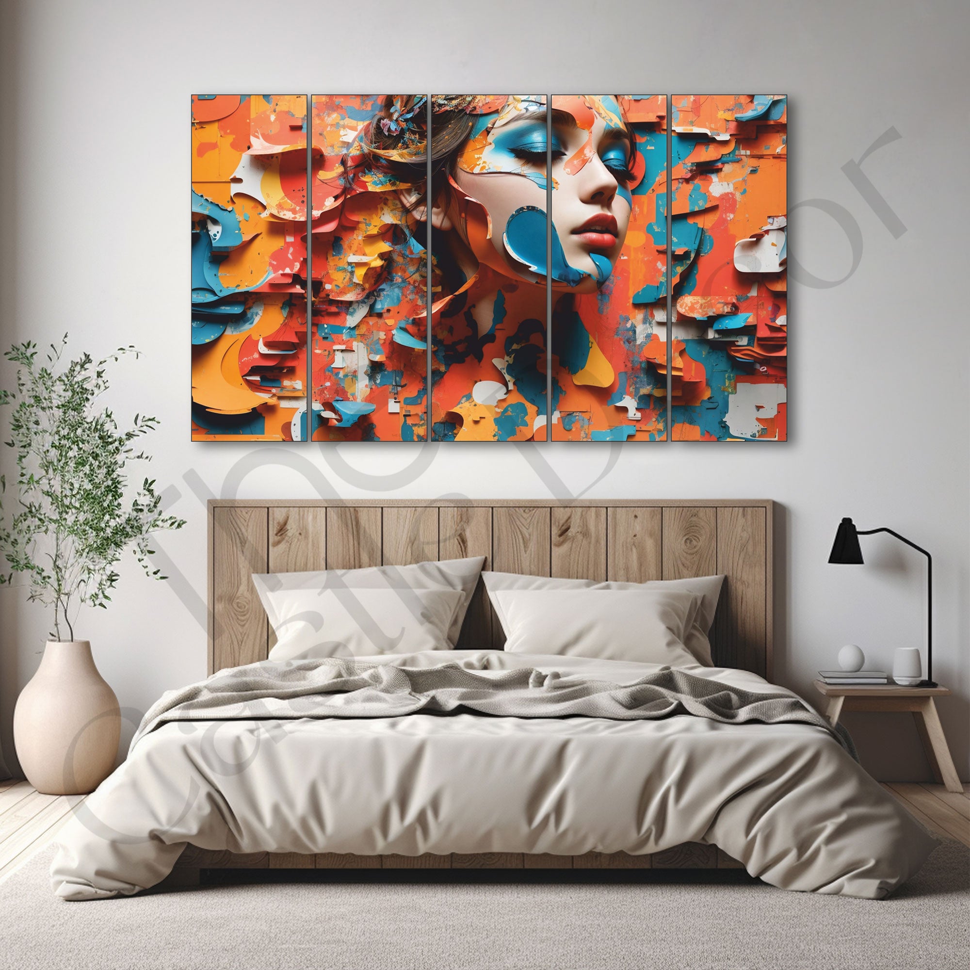 Woman Abstract Painting with frame Big Size Wall Art for living room,Bedroom,Drawing room,Hotels