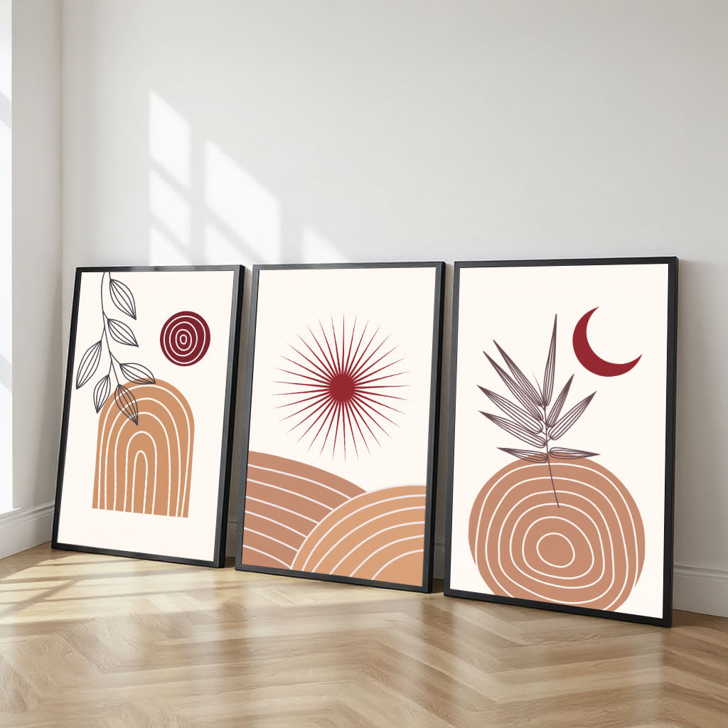 The Castle Decor Boho Wall Art for Living Room Big Size | Framed Abstract Botanical Paintings for Living Room & Bedroom | Modern Home Decoration & Perfect Gifting Option | Set of 3 (11×17 Inch Each) –2