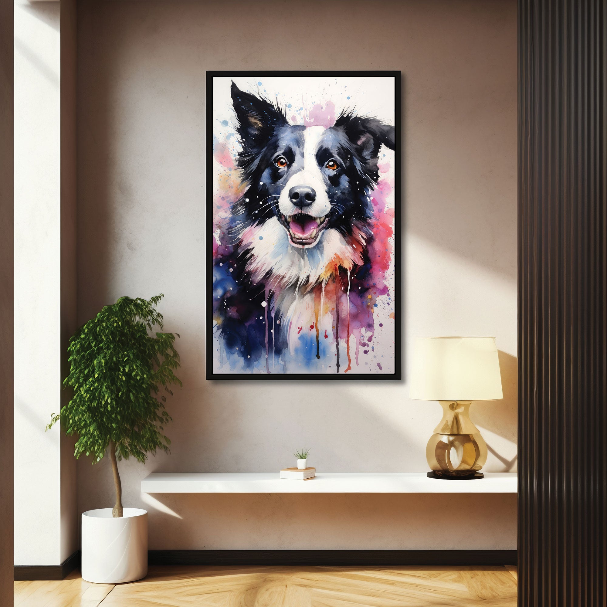 DogAbstract Canvas painting with frame Big Size Wall Art for living room,Bedroom,Drawing room,Hotels
