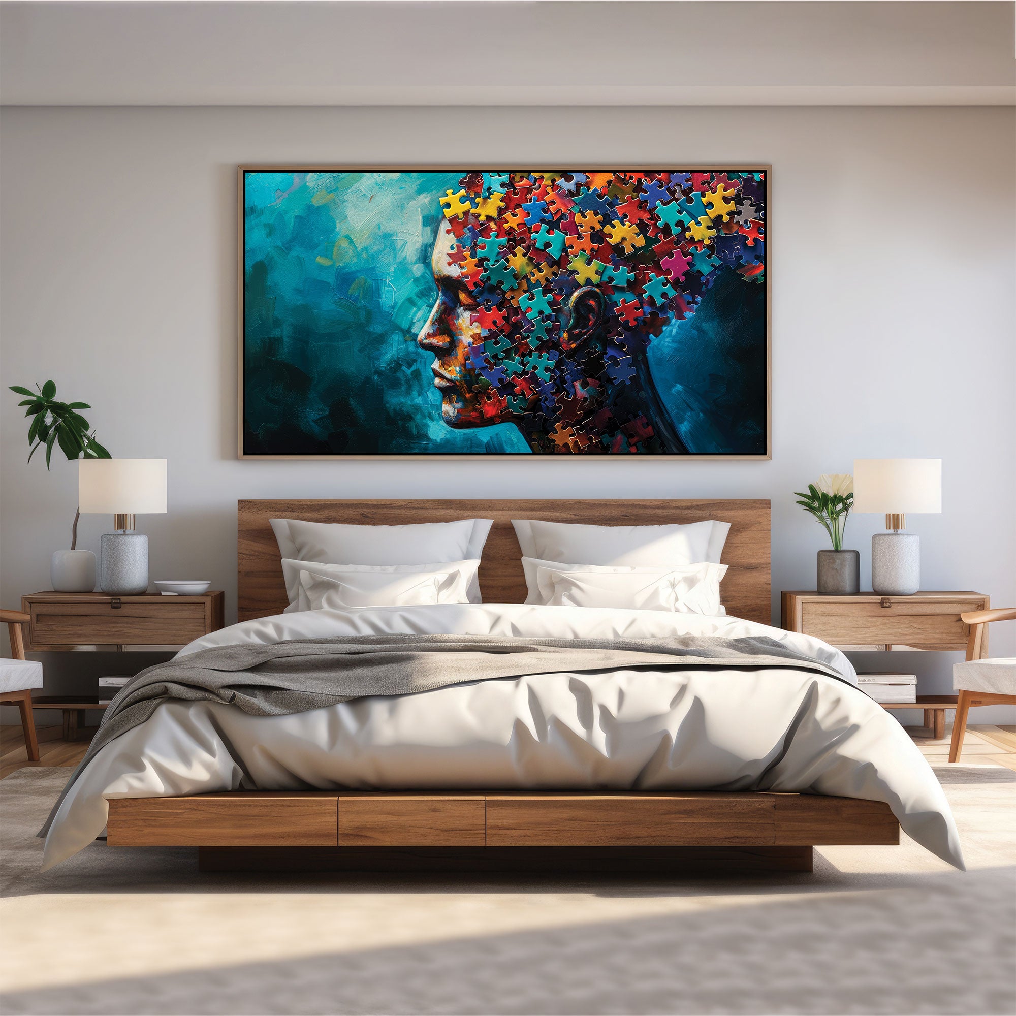 Women faceAbstract Canvas painting with frame Big Size Wall Art for living room,Bedroom,Drawing room,Hotels
