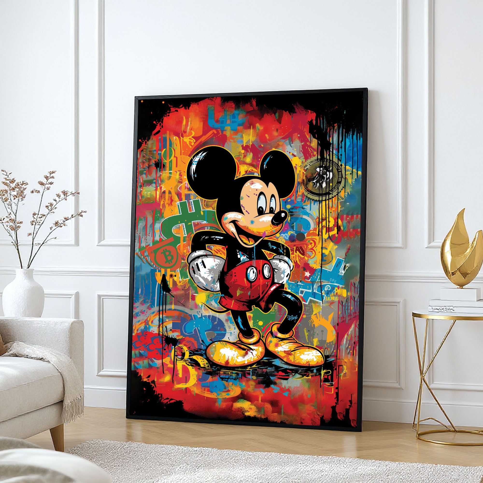 The Castle Decor Mickey Mouse Inspired Wall Art – Pop Art Street Style Artwork, Vibrant Sparkle Finish Wall Décor, 20×30 Inch for Home, Office & Studio
