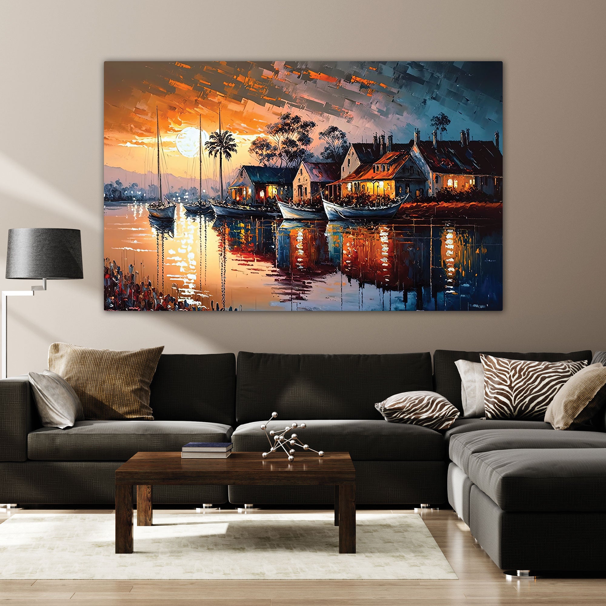 Cityscape Canvas painting with frame Big Size Wall Art for living room,Bedroom,Drawing room,Hotels