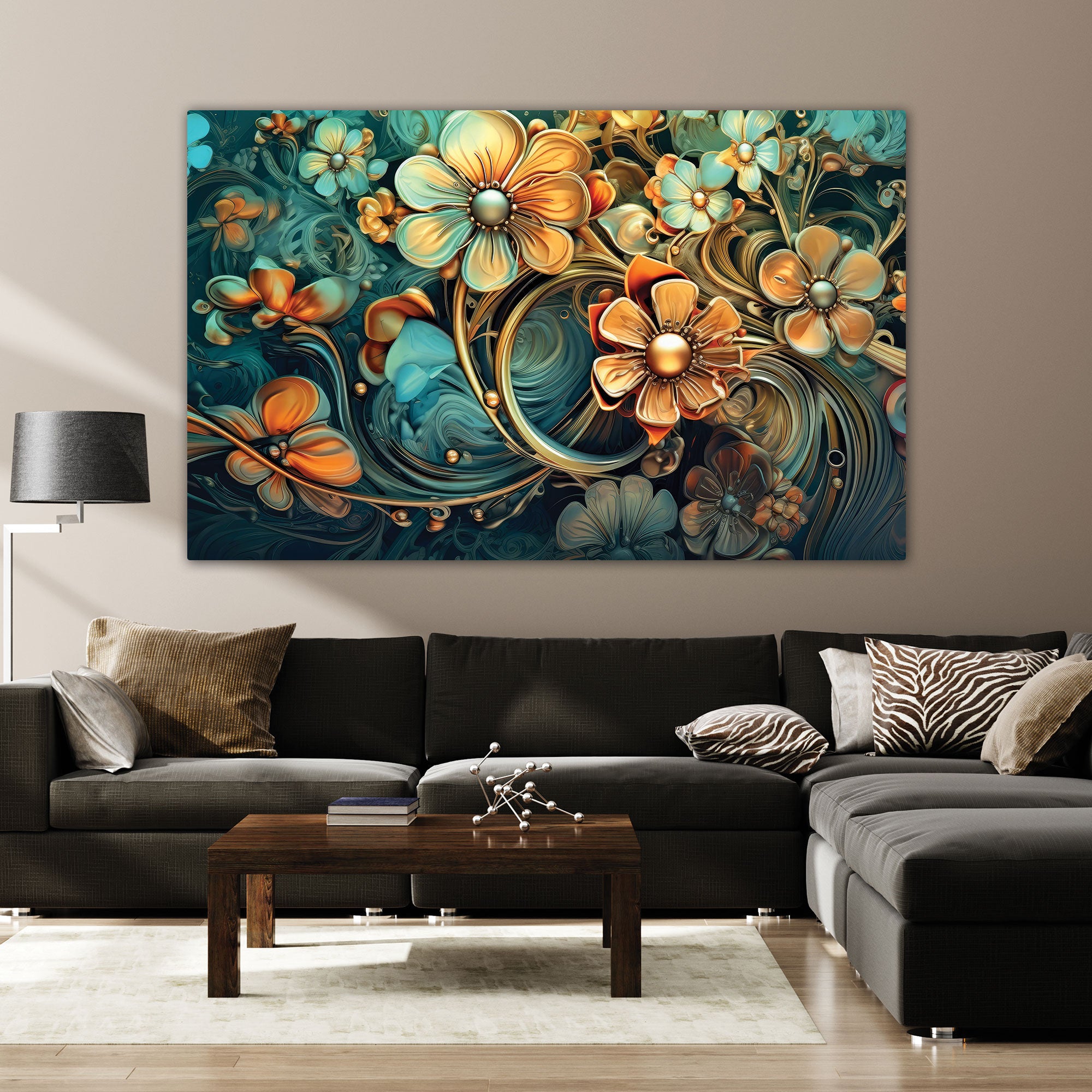 Multi colour flower Canvas painting with frame Big Size Wall Art for living room,Bedroom,Drawing room,Hotels