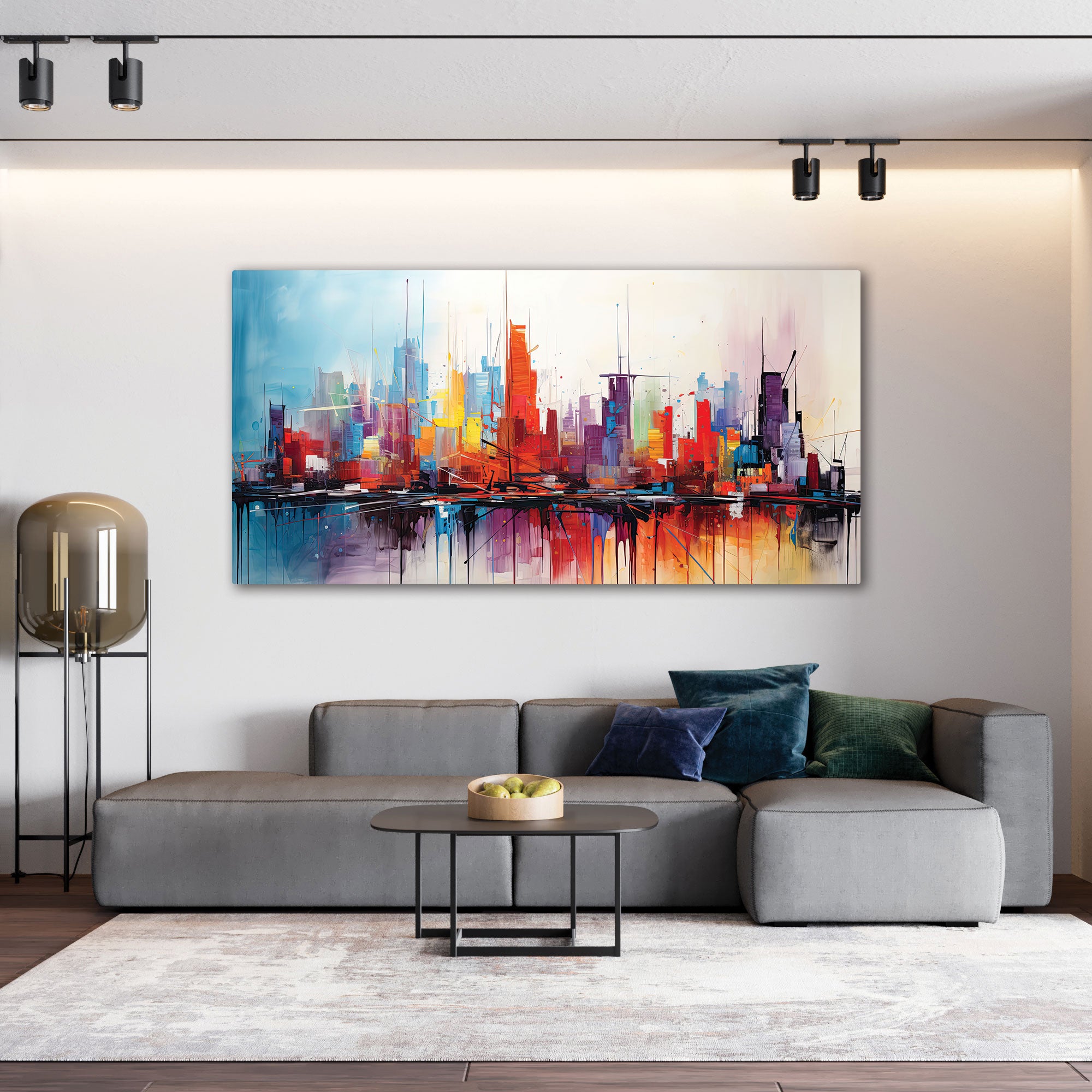 The Castle city Multi cloursAbstract Canvas painting with frame Big Size Wall Art for living room,Bedroom,Drawing room,Hotels