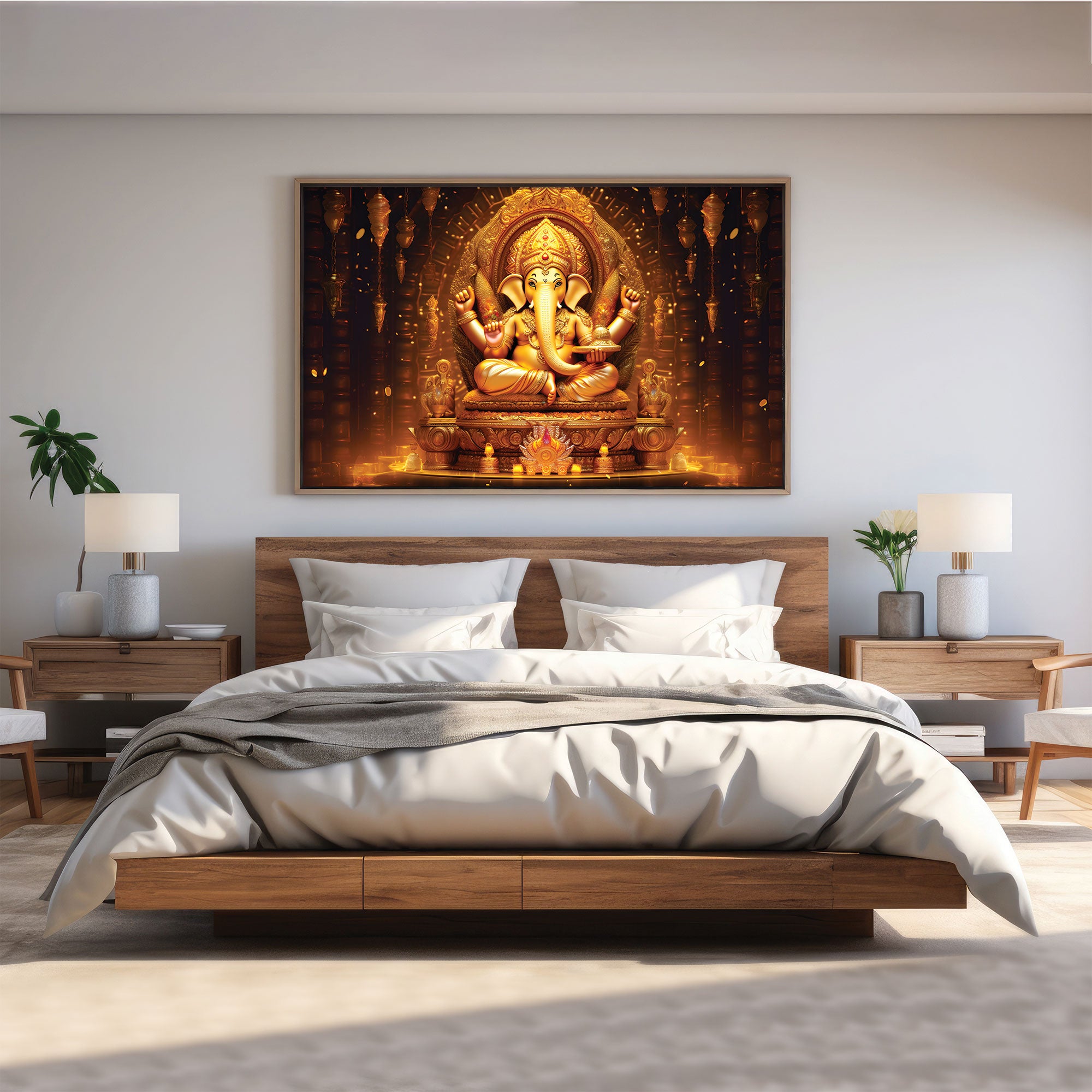 Ganesha Canvas painting with frame Big Size Wall Art for living room,Bedroom,Drawing room,Hotels