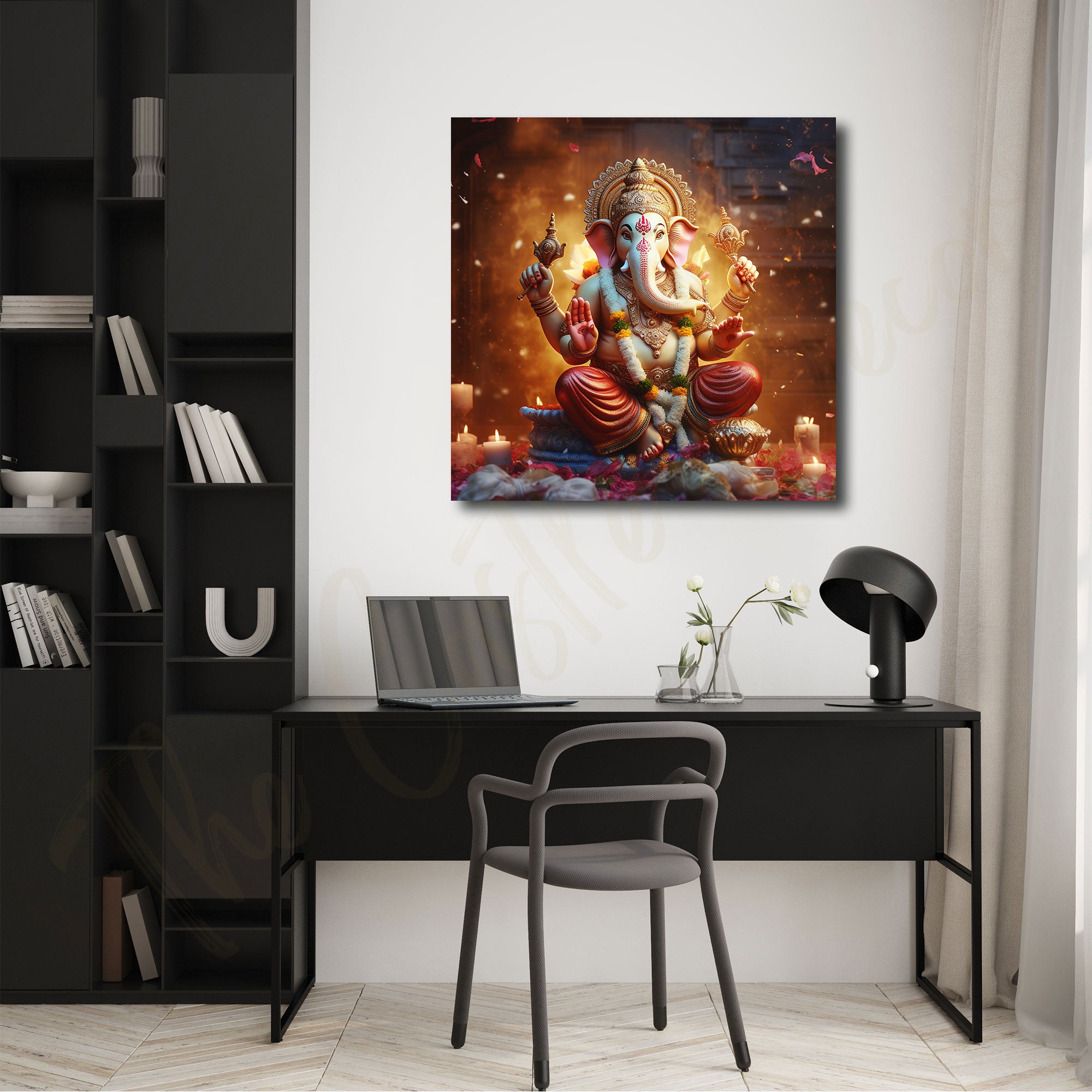 Ganesh murti painting with frame Big Size Wall Art for living room,Bedroom,Drawing room,Hotels