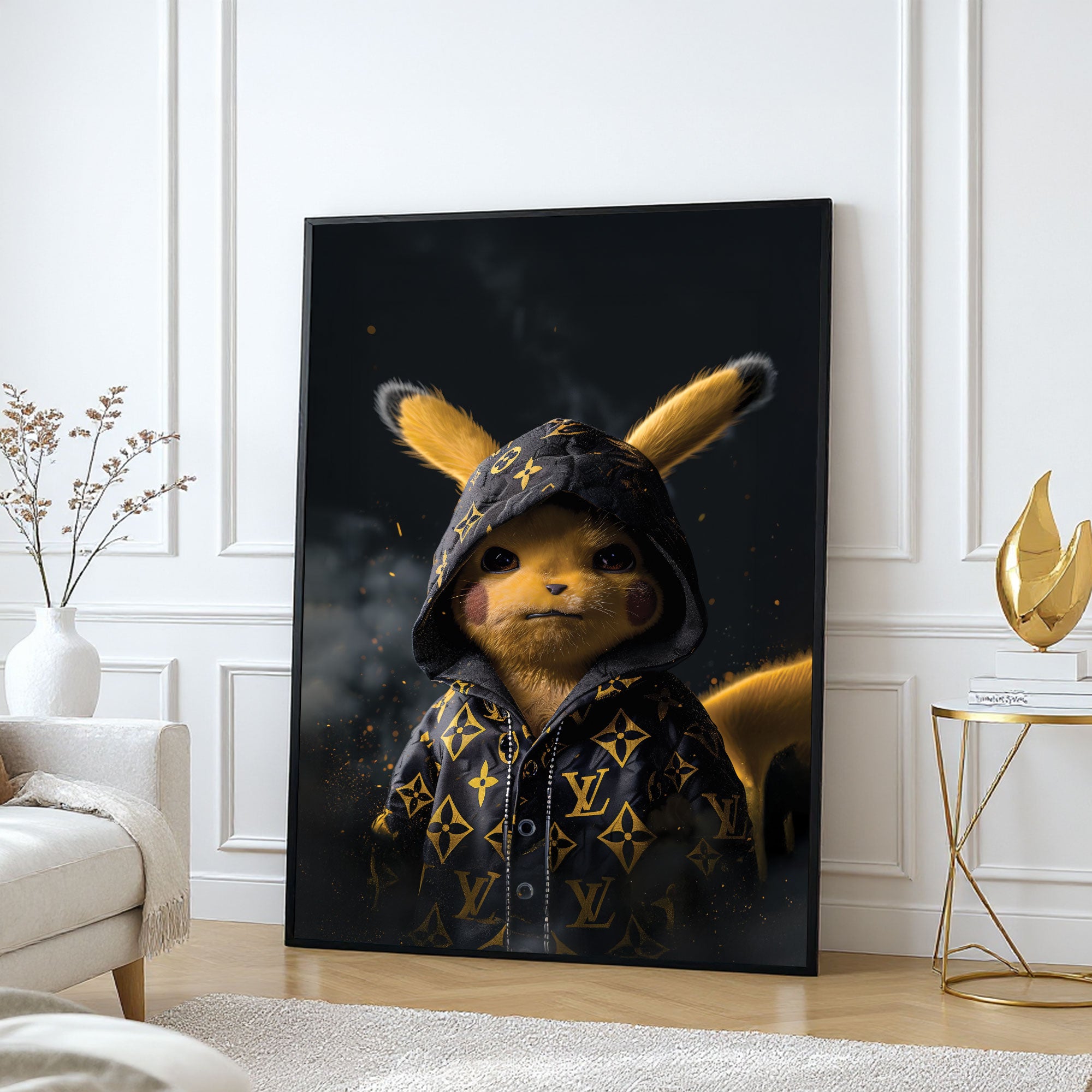 The Castle Decor Pikachu Inspired Wall Art – Motivational Pop Art Poster, Luxury Sparkle Finish Wall Décor, 20×30 Inch for Home, Office & Gaming Room