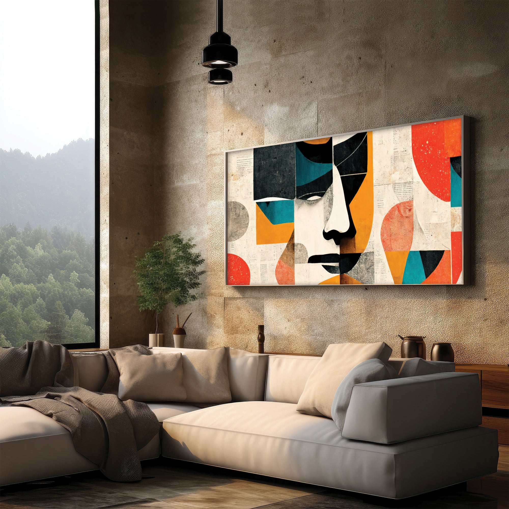 FaceAbstract finish Canvas painting with frame Big Size Wall Art for living room,Bedroom,Drawing room,Hotels
