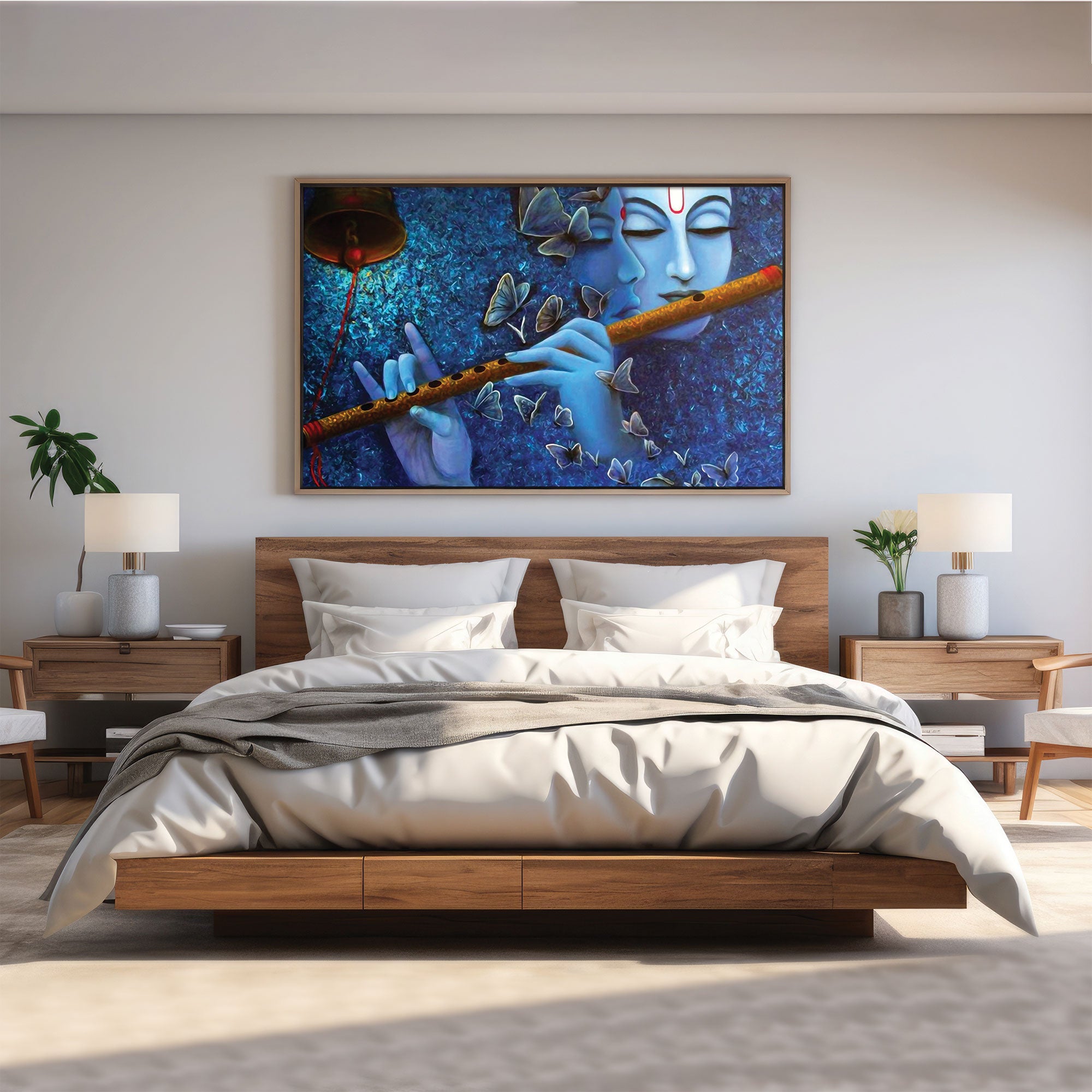Radha krishnna beautiful Canvas painting with frame Big Size Wall Art for living room,Bedroom,Drawing room,Hotels