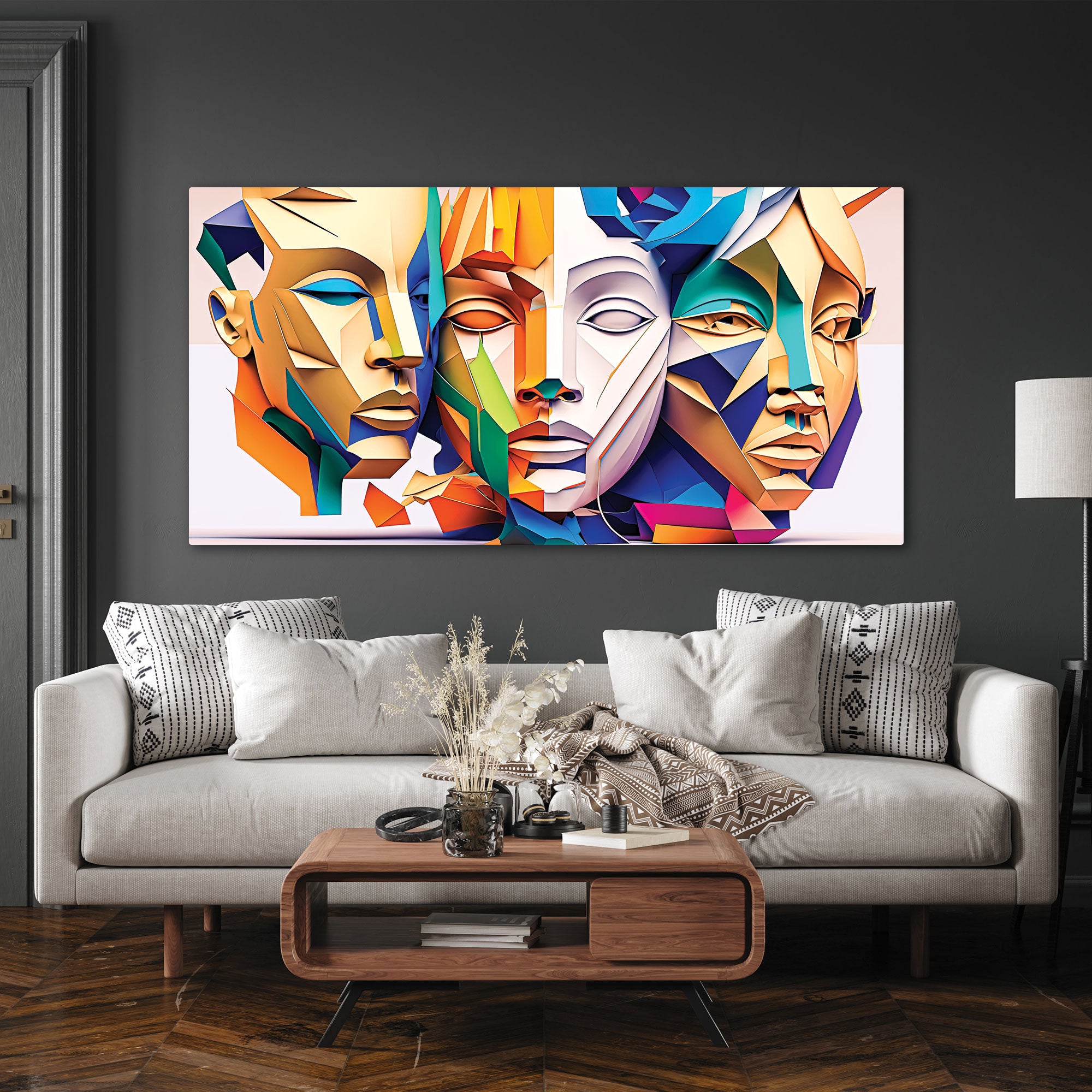 Modern faceAbstract Canvas painting with frame Big Size Wall Art for living room,Bedroom,Drawing room,Hotels
