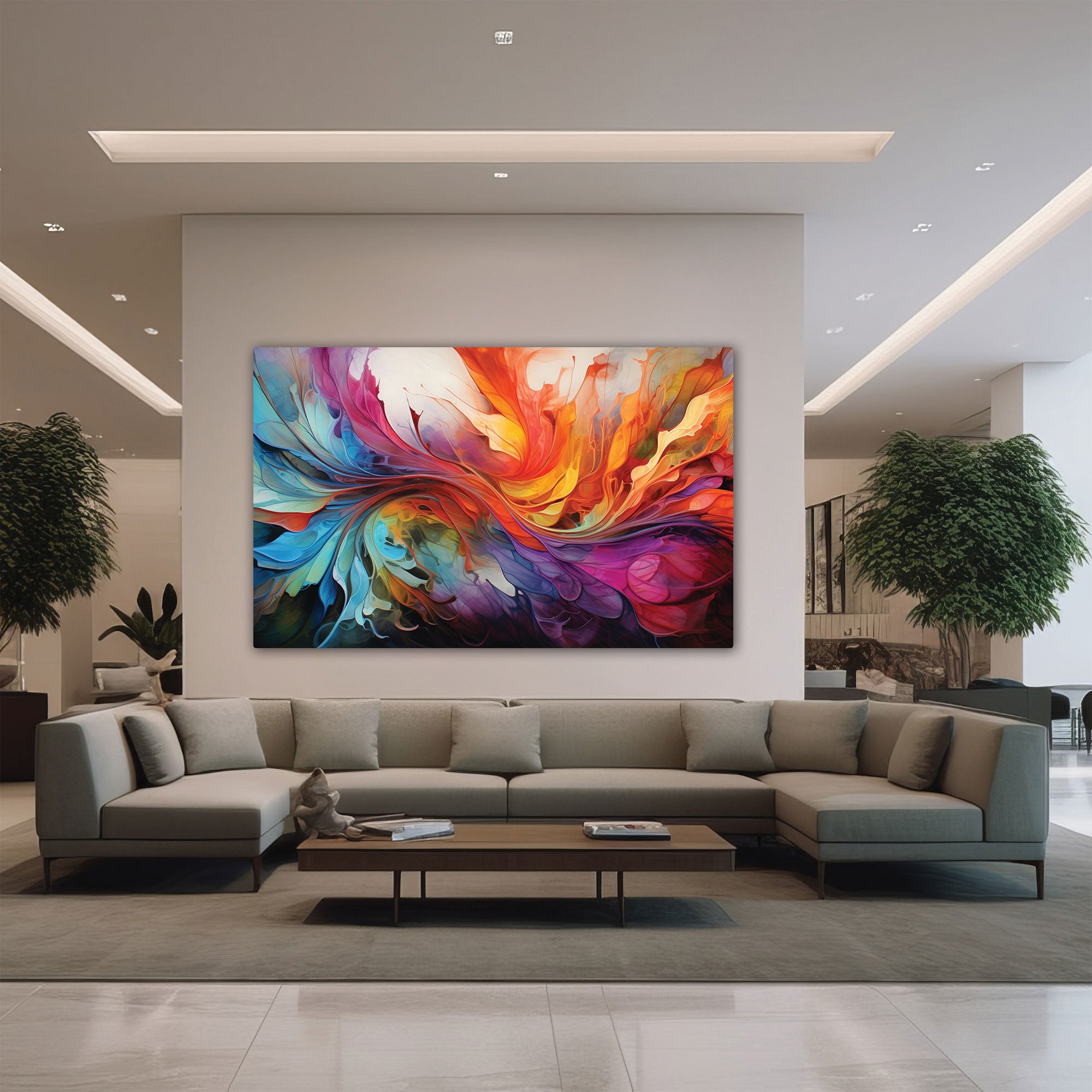 The Castle Decor multiclour abstract canvas/Sparkle painting with frame Big Size Wall Art for living room,Bedroom,Drawing room,Hotels-Wooden Framed-Digital Painting