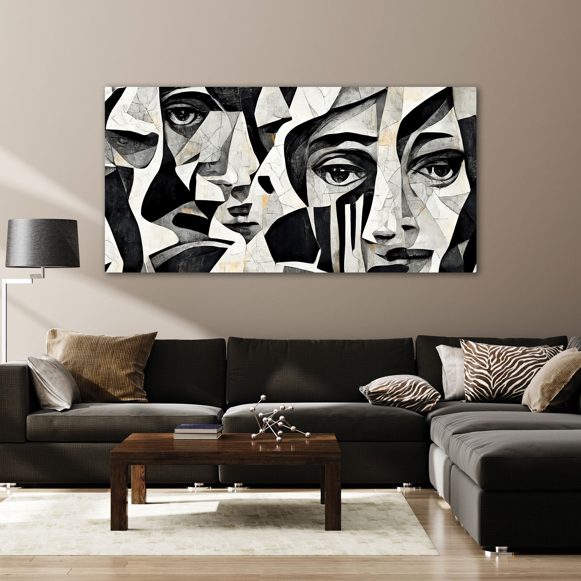 Modern faceAbstract Canvas painting with frame Big Size Wall Art for living room,Bedroom,Drawing room,Hotels