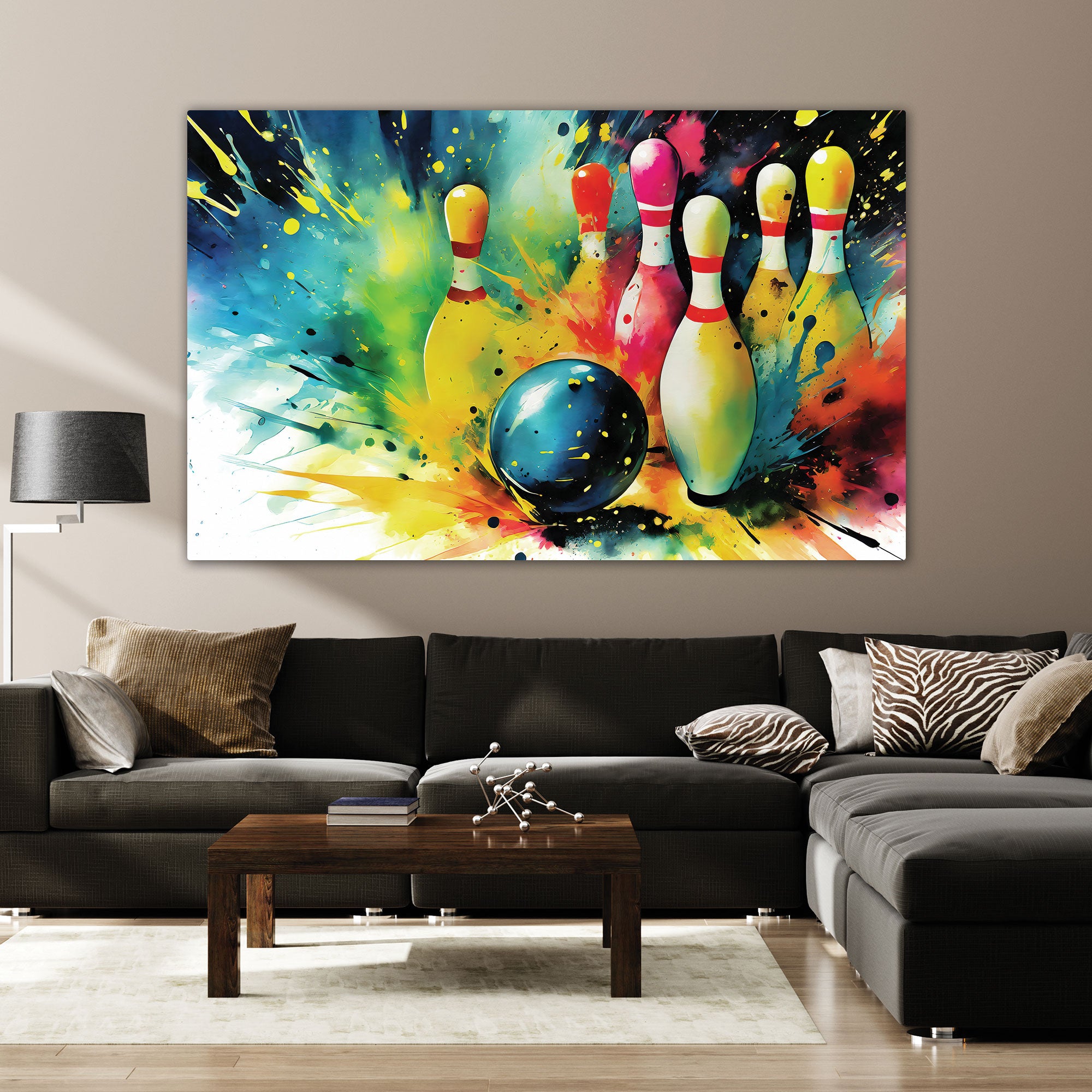 The Castle Decor bowling ball abstract canvas/Sparkle painting with frame Big Size Wall Art for living room,Bedroom,Drawing room,Hotels-Wooden Framed-Digital Painting
