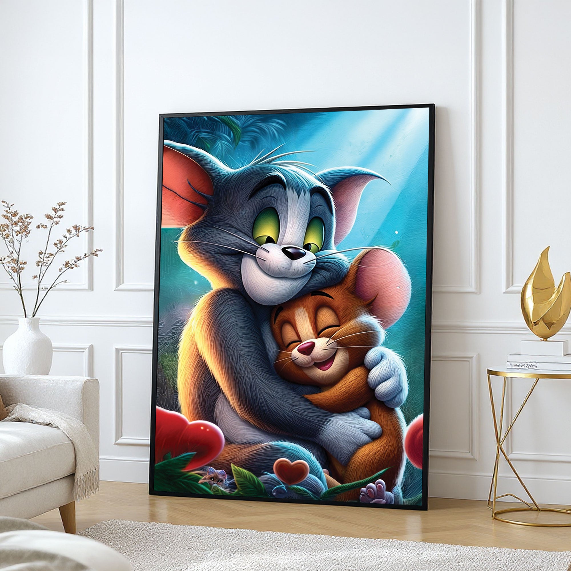 The Castle Decor Cute Cartoon Love Wall Art Poster, Friendship & Affection Illustration Artwork with Premium Sparkle Finish, 20×30 Inch Wall Décor for Kids Room & Bedroom