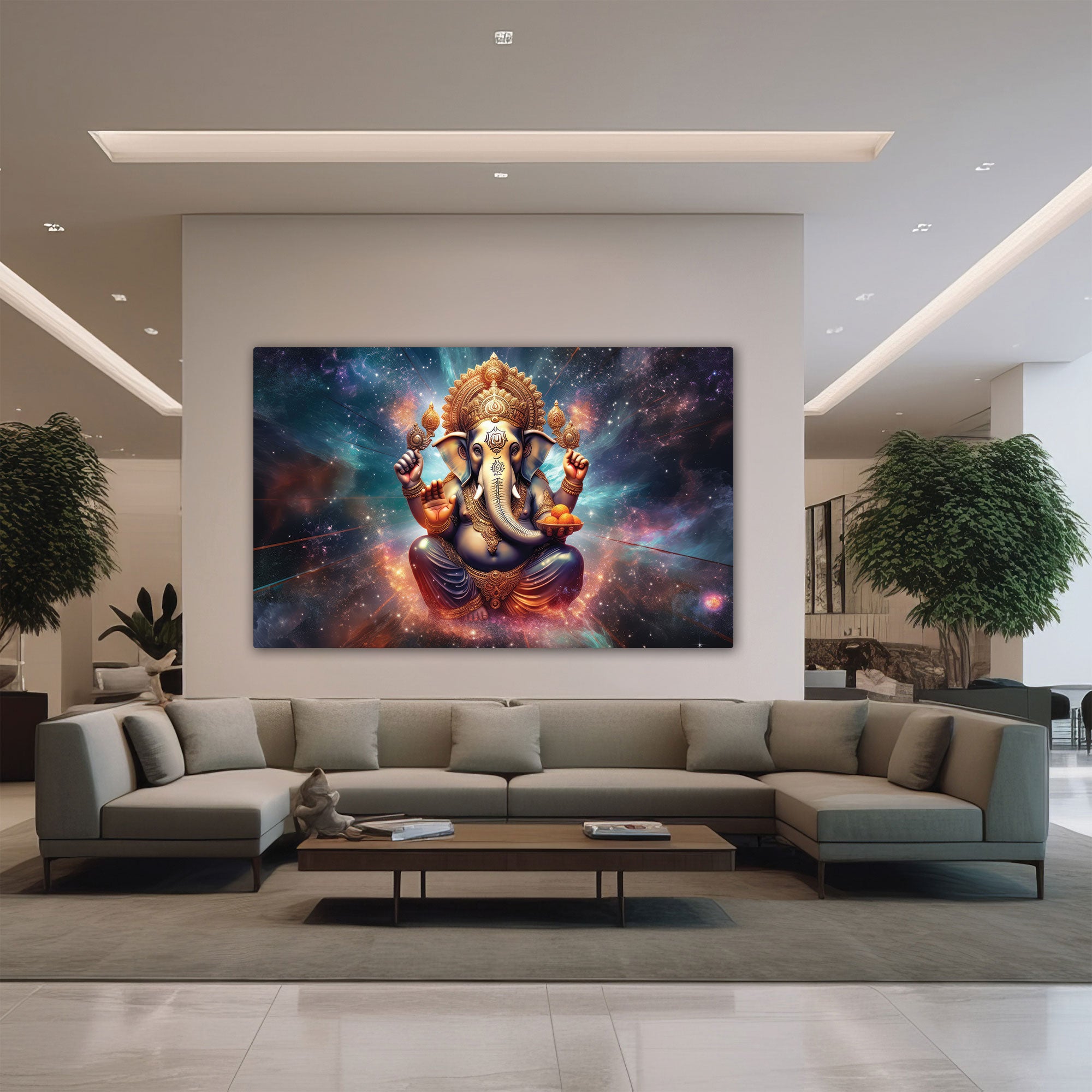Lord ganesha Canvas painting with frame Big Size Wall Art for living room,Bedroom,Drawing room,Hotels