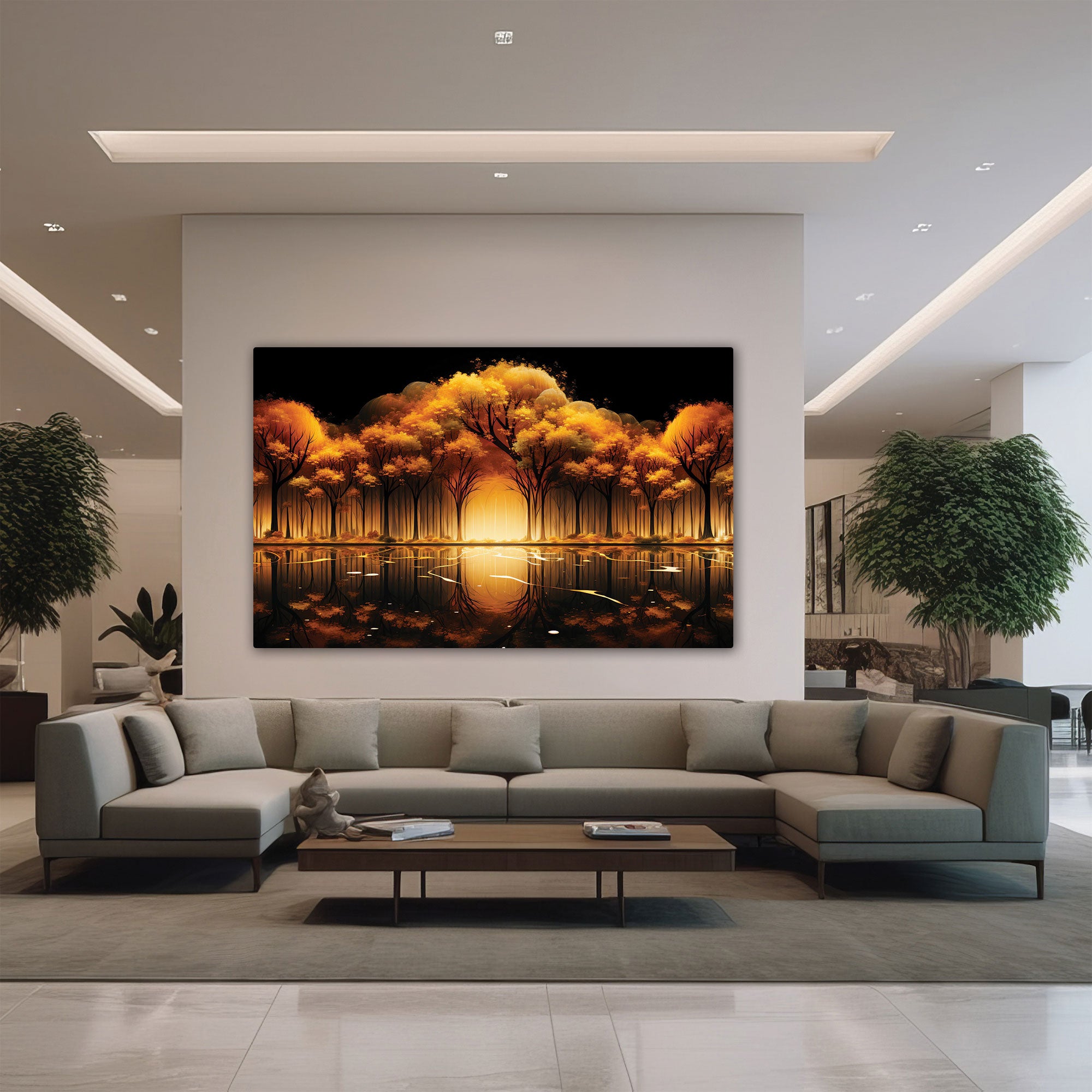 Golden trees Canvas painting with frame Big Size Wall Art for living room,Bedroom,Drawing room,Hotels