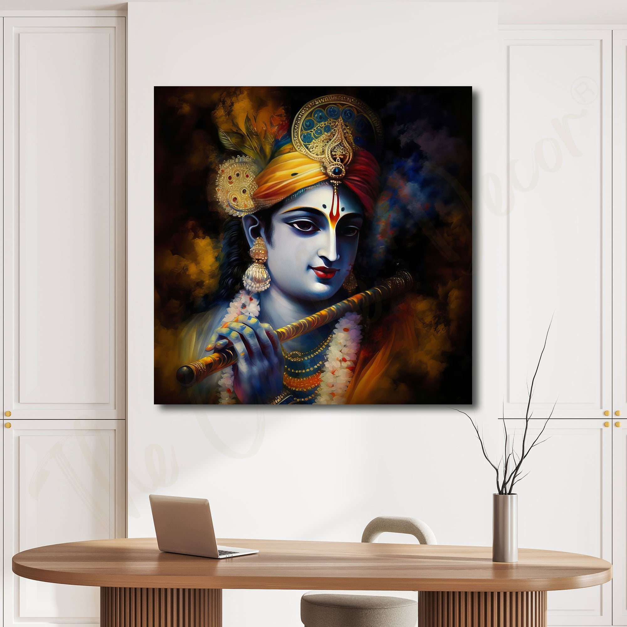 Krishna painting with frame Big Size Wall Art for living room,Bedroom,Drawing room,Hotels