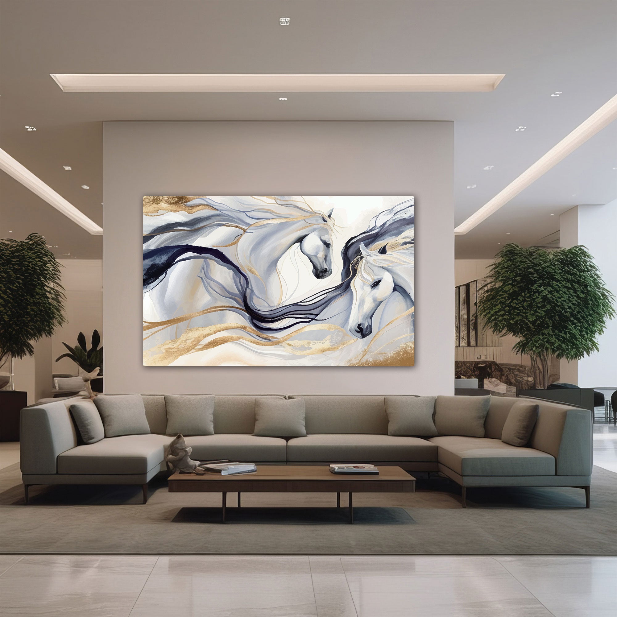Modern horses Canvas painting with frame Big Size Wall Art for living room,Bedroom,Drawing room,Hotels