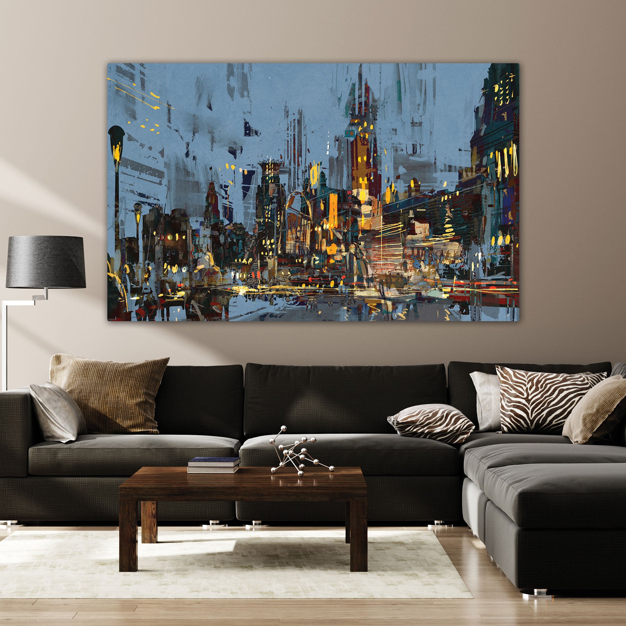 CityAbstract Canvas painting with frame Big Size Wall Art for living room,Bedroom,Drawing room,Hotels
