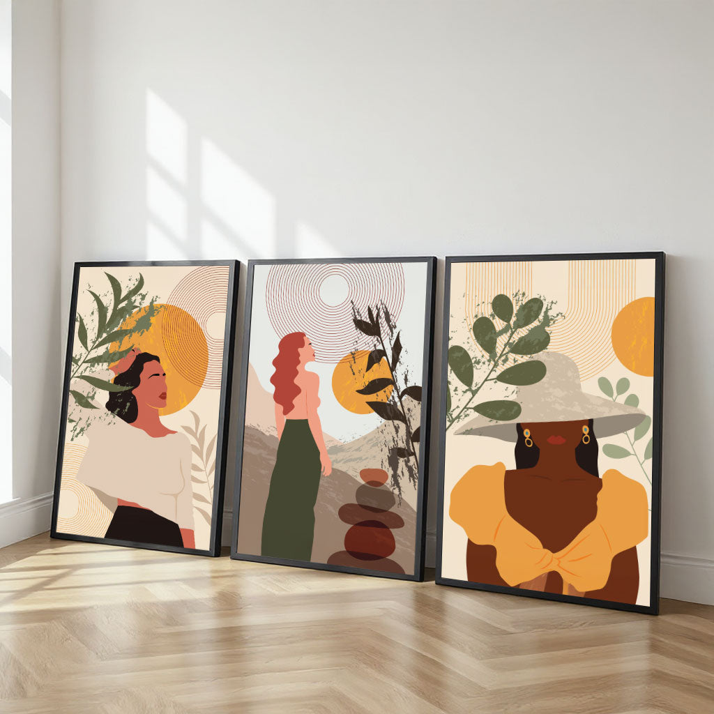 The Castle Decor Boho Wall Art for Living Room Big Size | Framed Abstract Botanical Paintings for Living Room & Bedroom | Modern Home Decoration & Perfect Gifting Option | Set of 3 (11×17 Inch Each) –4