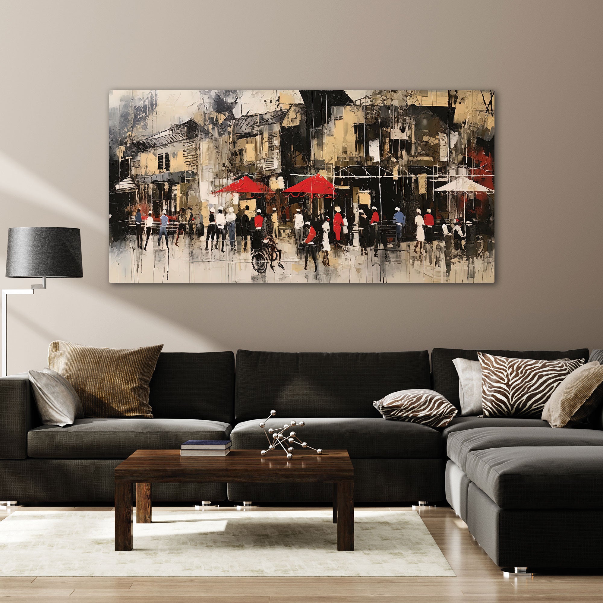 Market sqaure Canvas painting with frame Big Size Wall Art for living room,Bedroom,Drawing room,Hotels