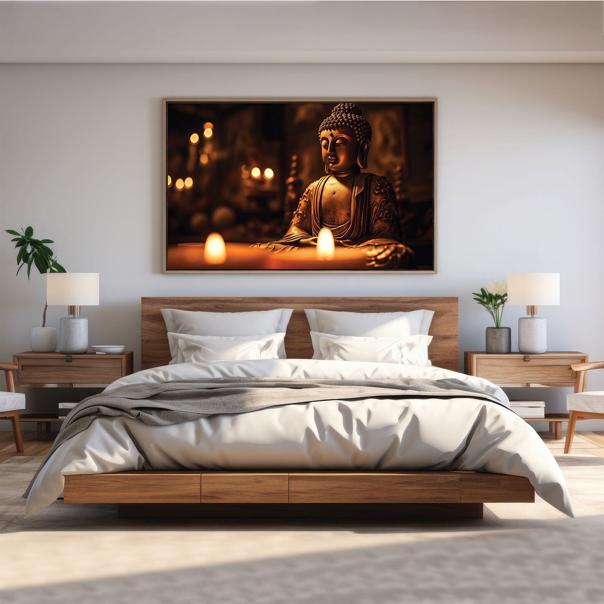 Budha art Canvas painting with frame Big Size Wall Art for living room,Bedroom,Drawing room,Hotels