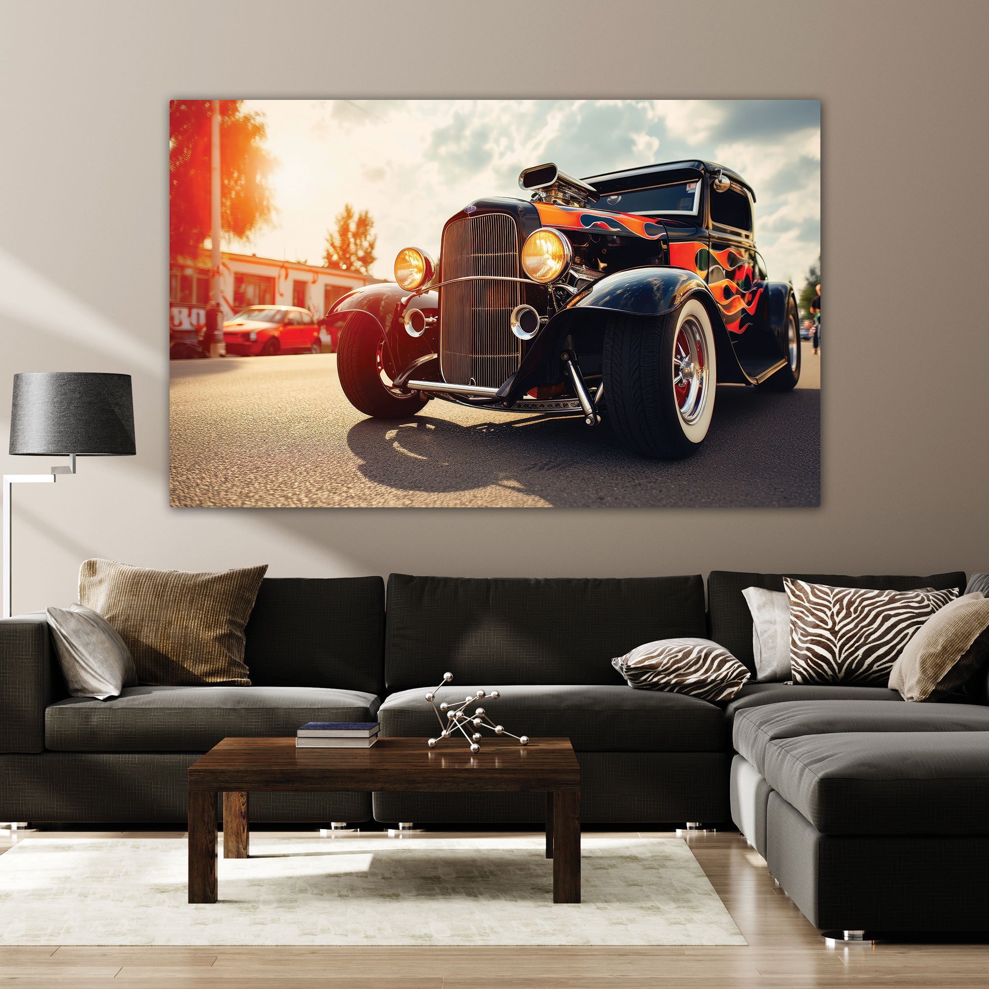 Vintage car Canvas painting with frame Big Size Wall Art for living room,Bedroom,Drawing room,Hotels