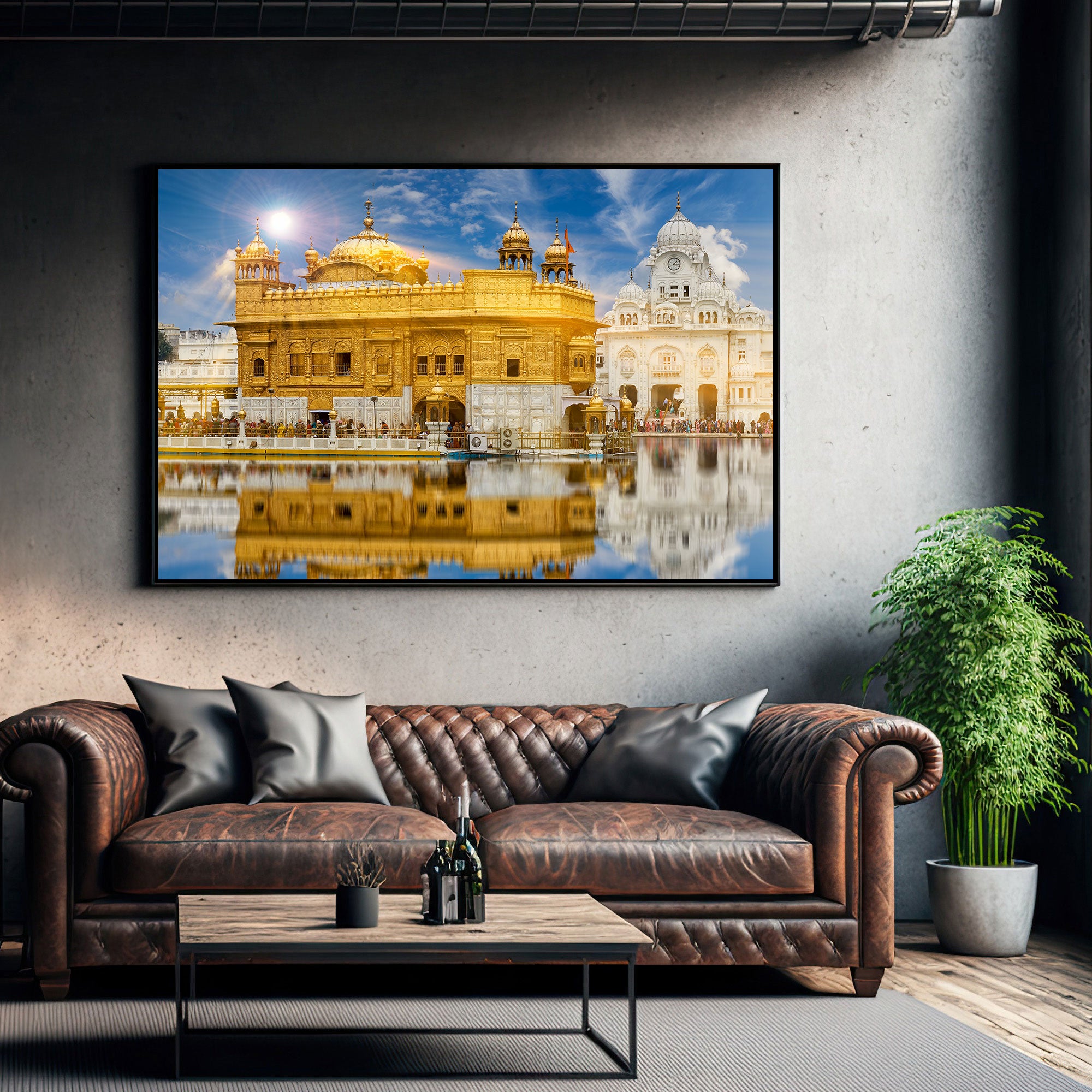Darbar sahib/Golden temple Canvas painting with frame Big Size Wall Art for living room,Bedroom,Drawing room,Hotels