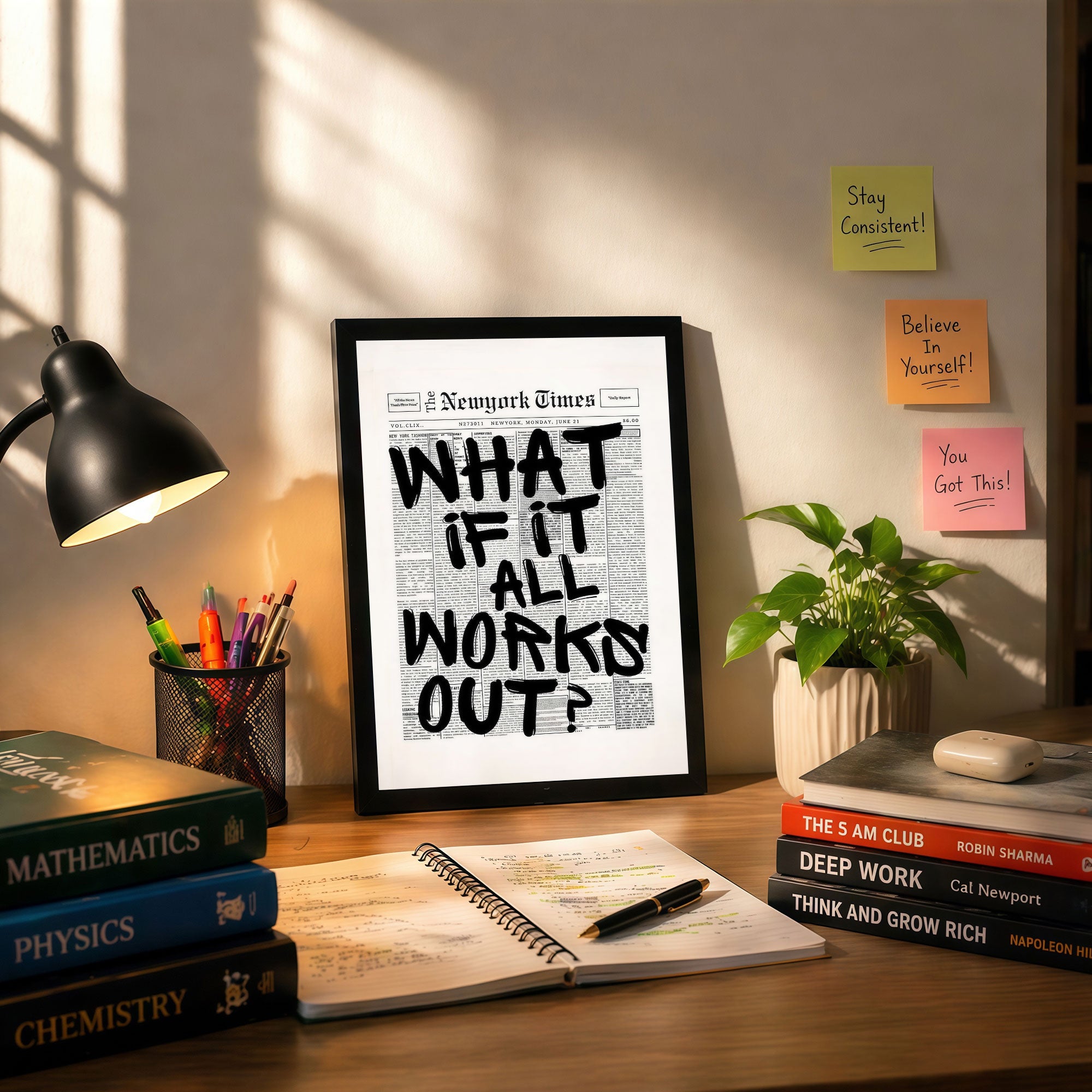 The Castle Decor What If It All Works Out Wall Art | Motivational Quote Frame for Office & Home Decor