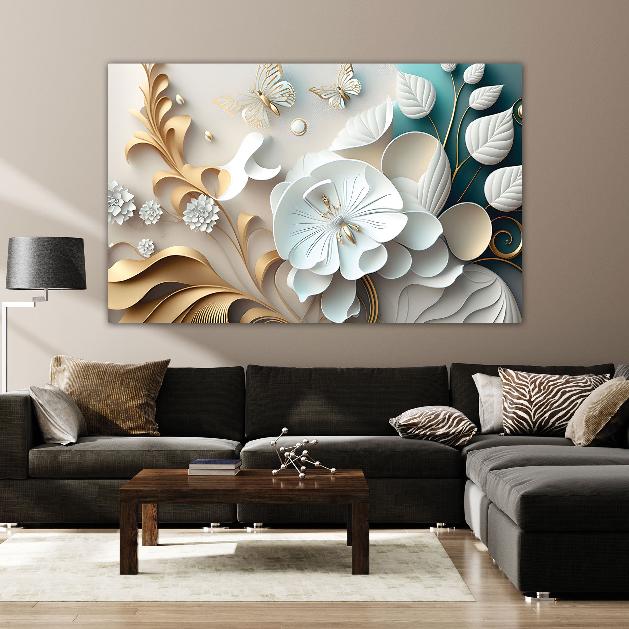 Flowers Canvas painting with frame Big Size Wall Art for living room,Bedroom,Drawing room,Hotels