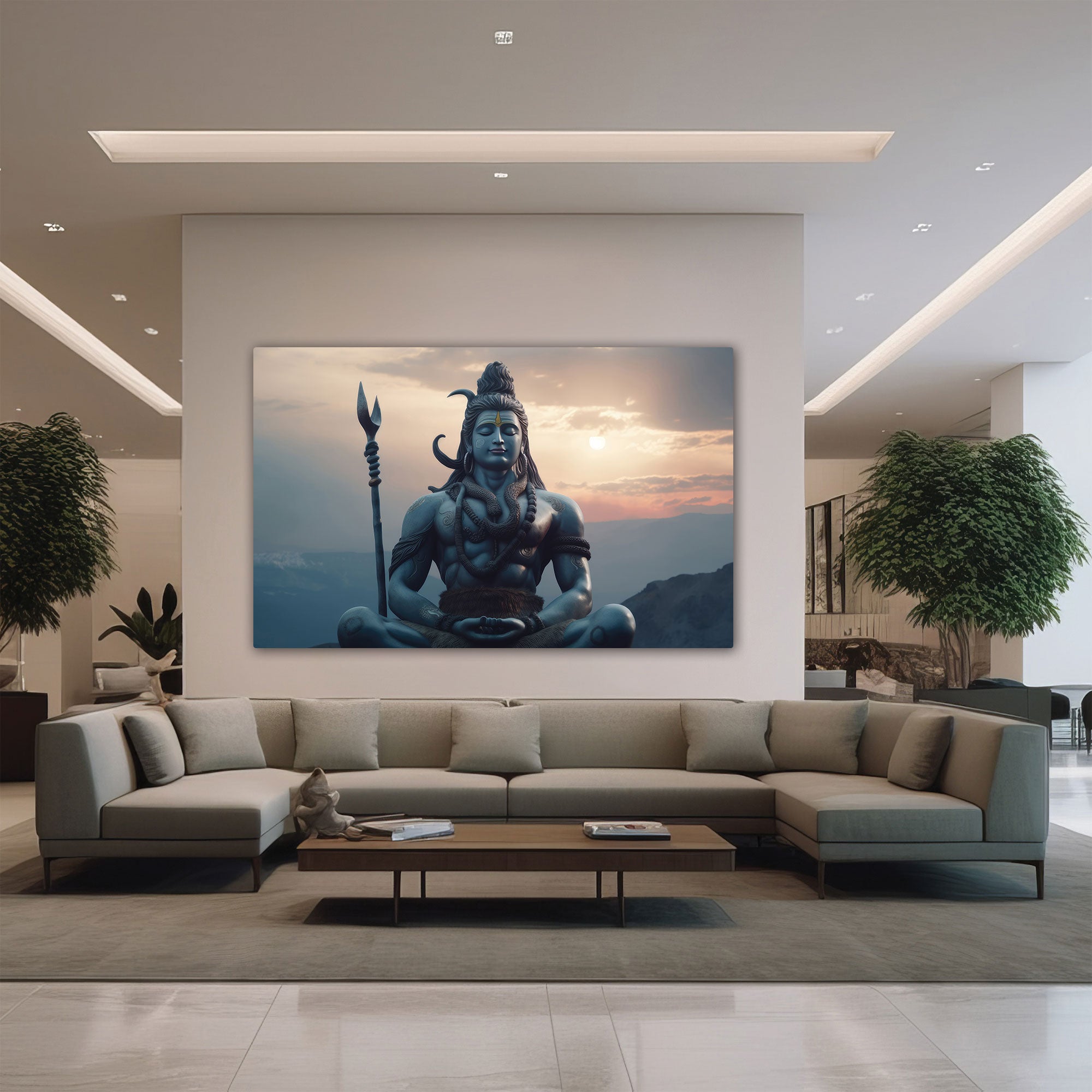 Lord shivji Canvas painting with frame Big Size Wall Art for living room,Bedroom,Drawing room,Hotels