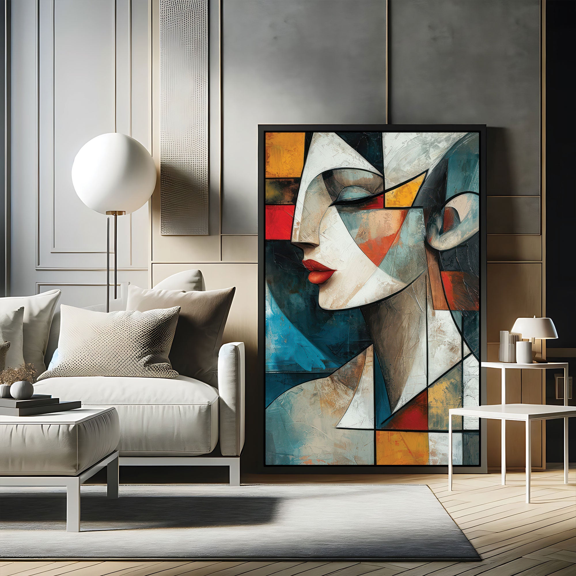 Women faceAbstract Canvas painting with frame Big Size Wall Art for living room,Bedroom,Drawing room,Hotels