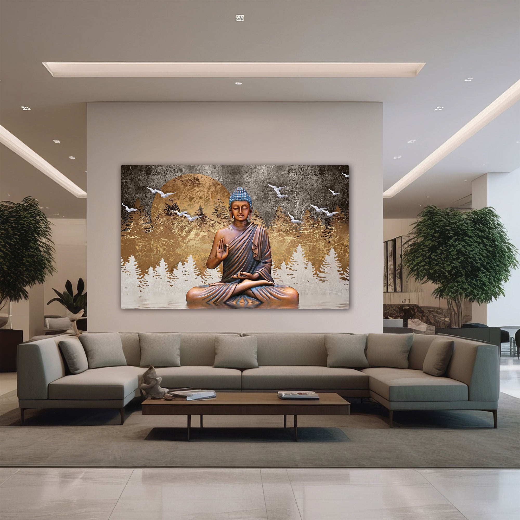 Modern budha art Canvas painting with frame Big Size Wall Art for living room,Bedroom,Drawing room,Hotels