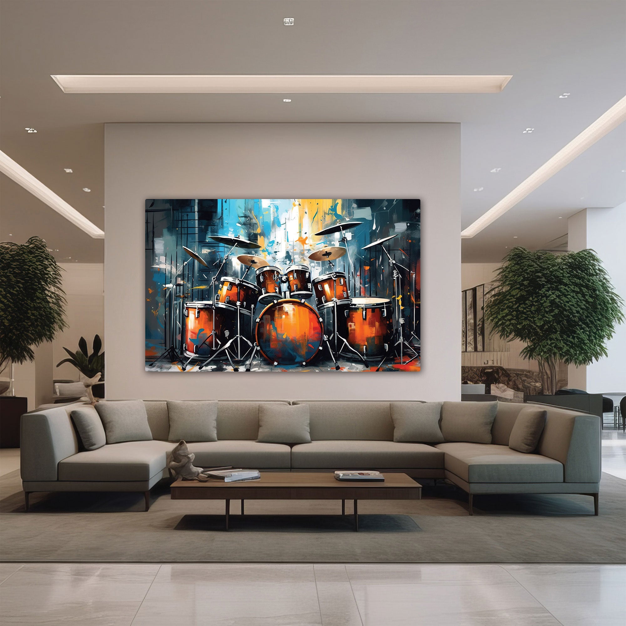 Drumset Canvas painting with frame Big Size Wall Art for living room,Bedroom,Drawing room,Hotels