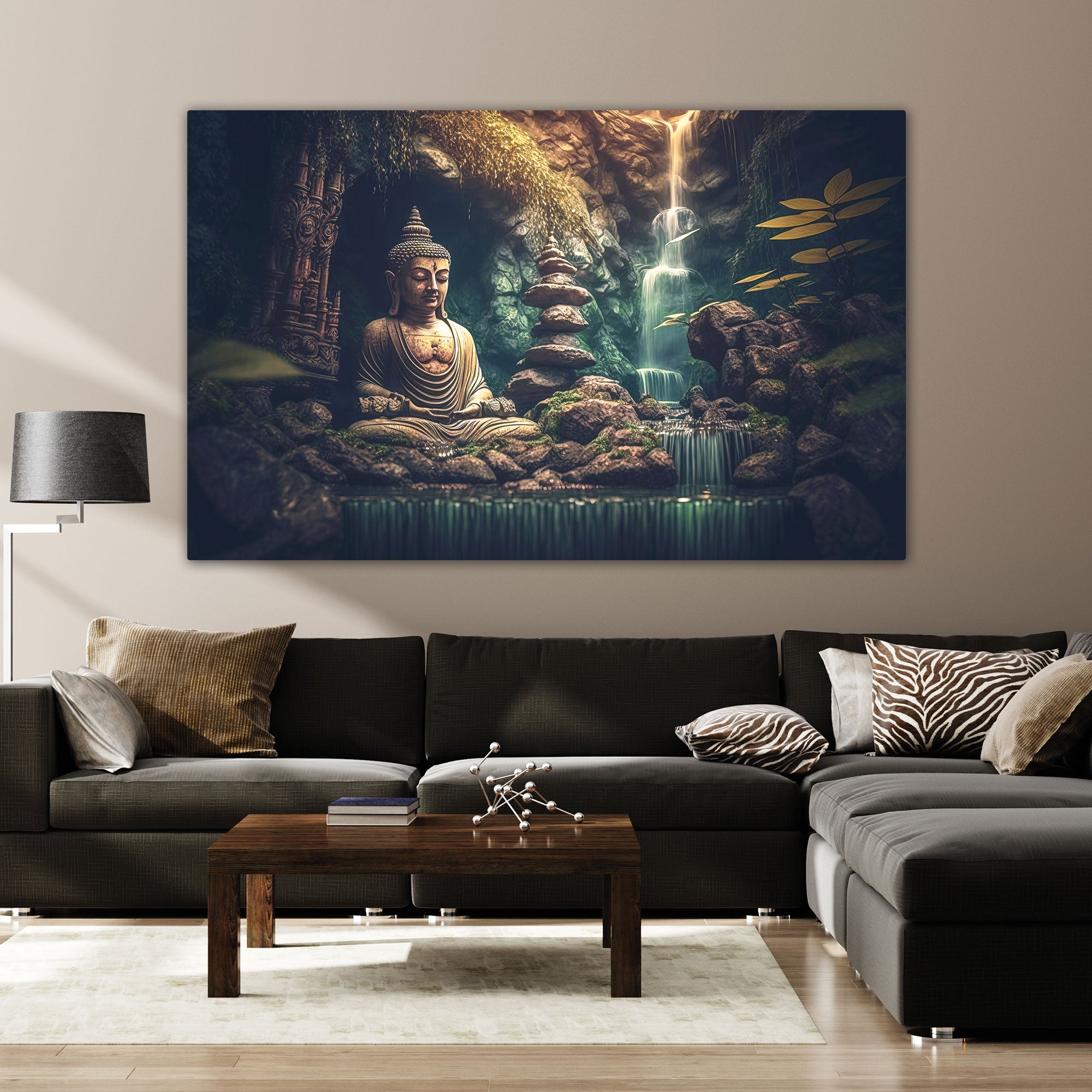 Lord budha Canvas painting with frame Big Size Wall Art for living room,Bedroom,Drawing room,Hotels